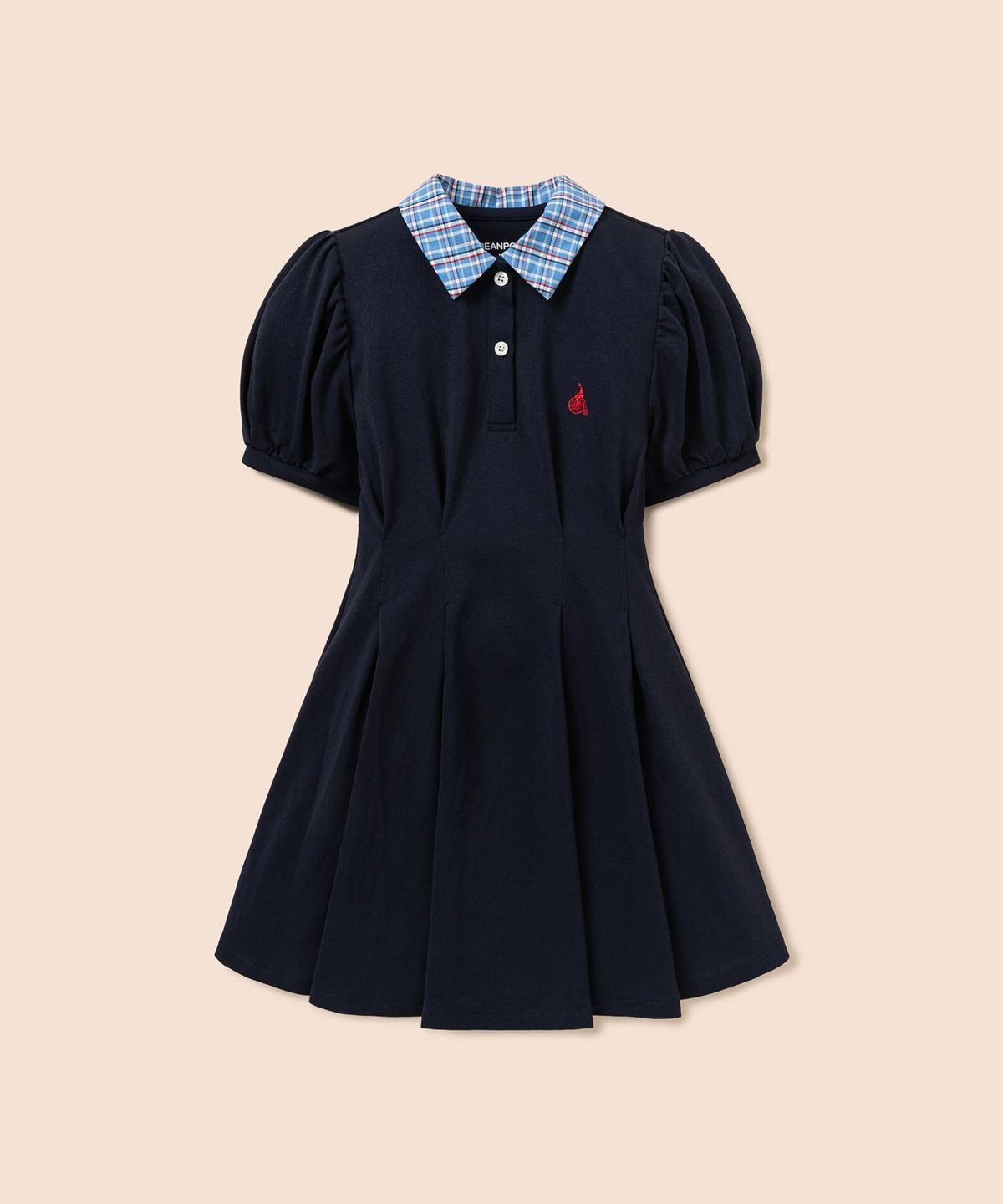 빈폴 키즈(BEANPOLE KIDS) 체크 칼라 반소매 피케 원피스 - 네이비 (BI6371G01R)