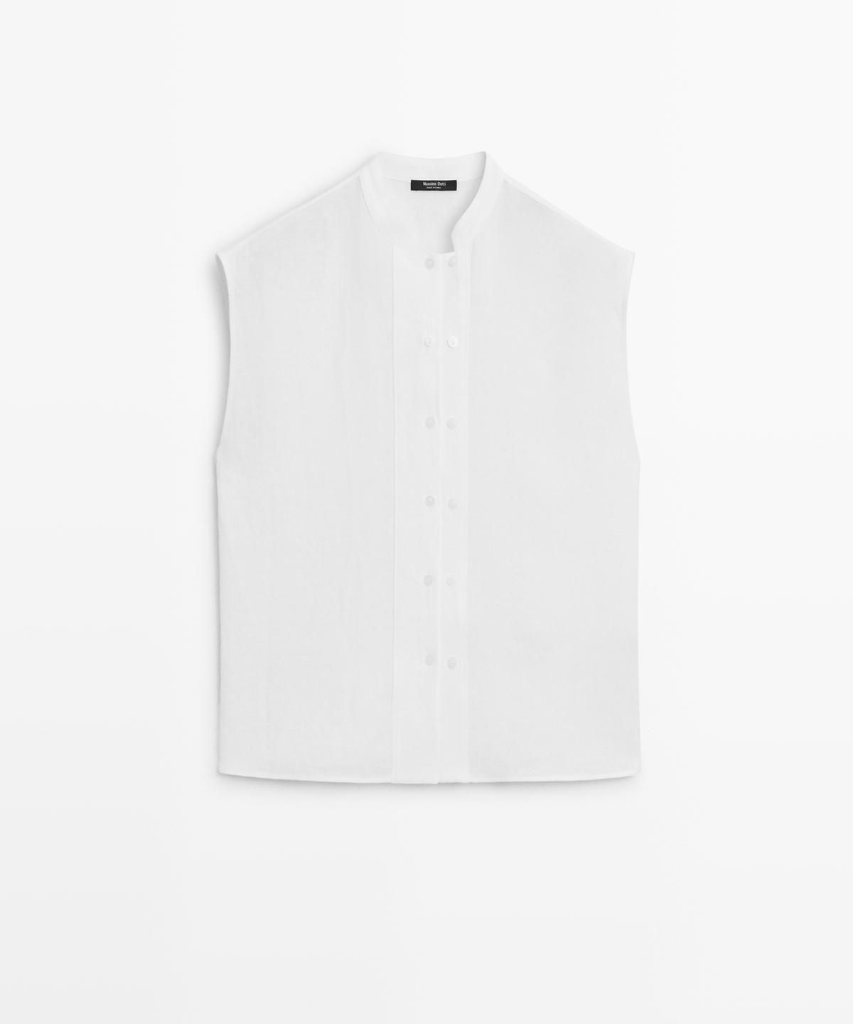 마시모두띠(MASSIMO DUTTI) 버튼 디테일 100% 린넨 플루이드 셔츠