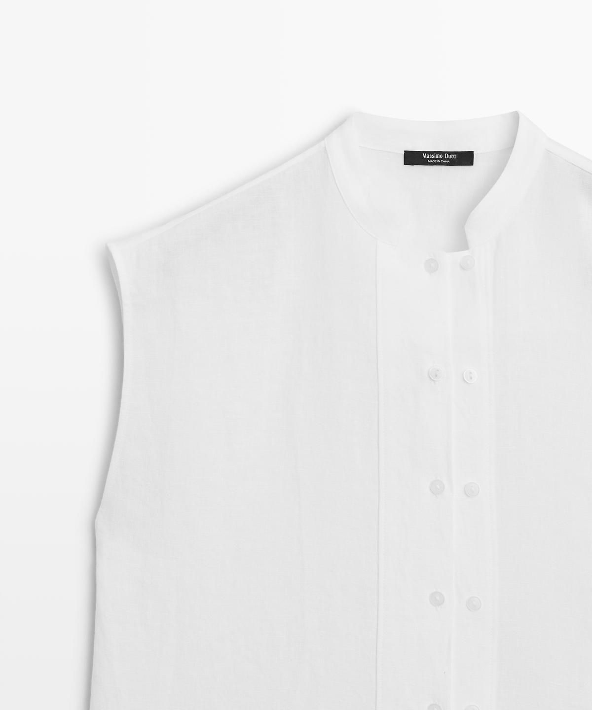 마시모두띠(MASSIMO DUTTI) 버튼 디테일 100% 린넨 플루이드 셔츠