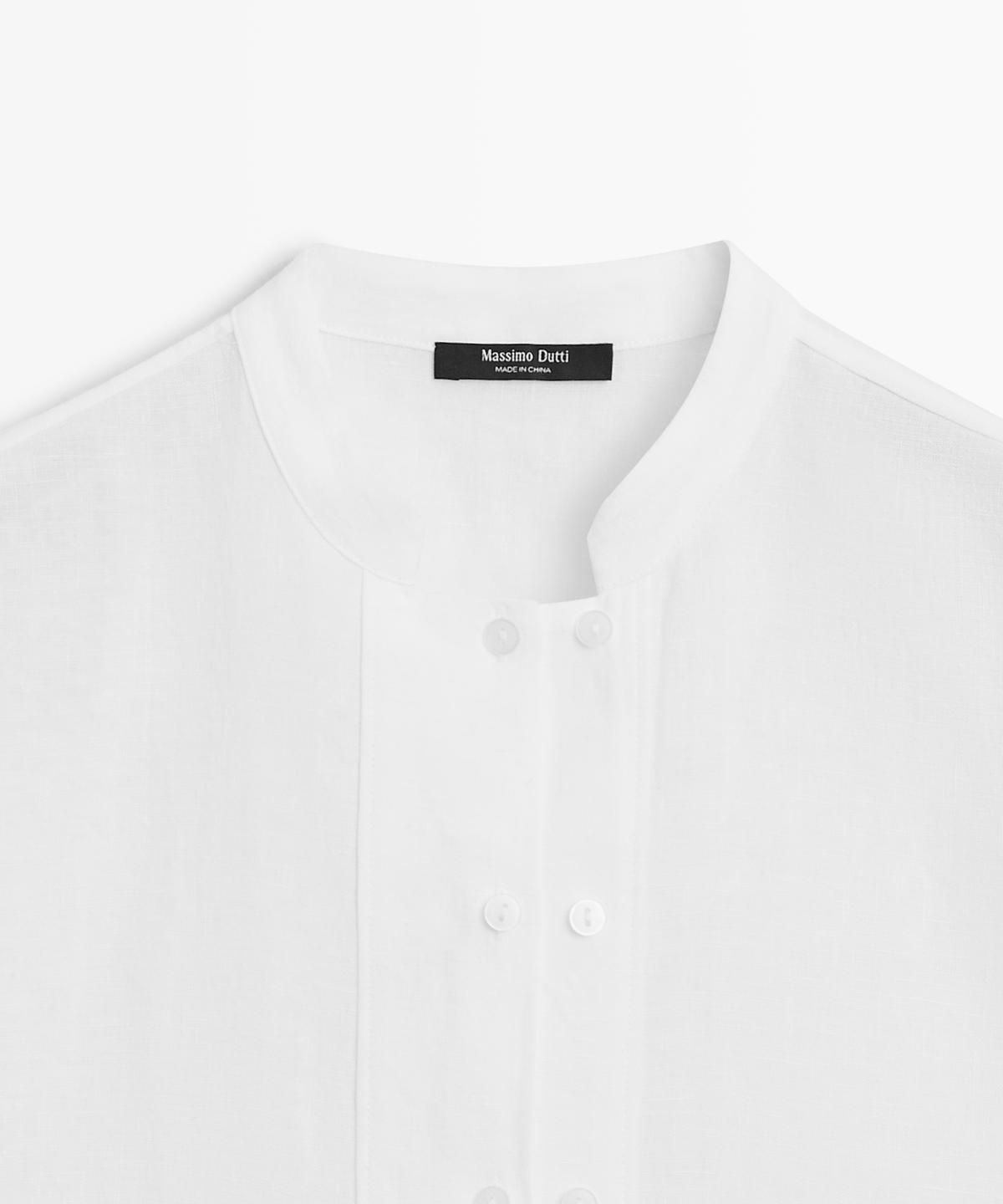 마시모두띠(MASSIMO DUTTI) 버튼 디테일 100% 린넨 플루이드 셔츠