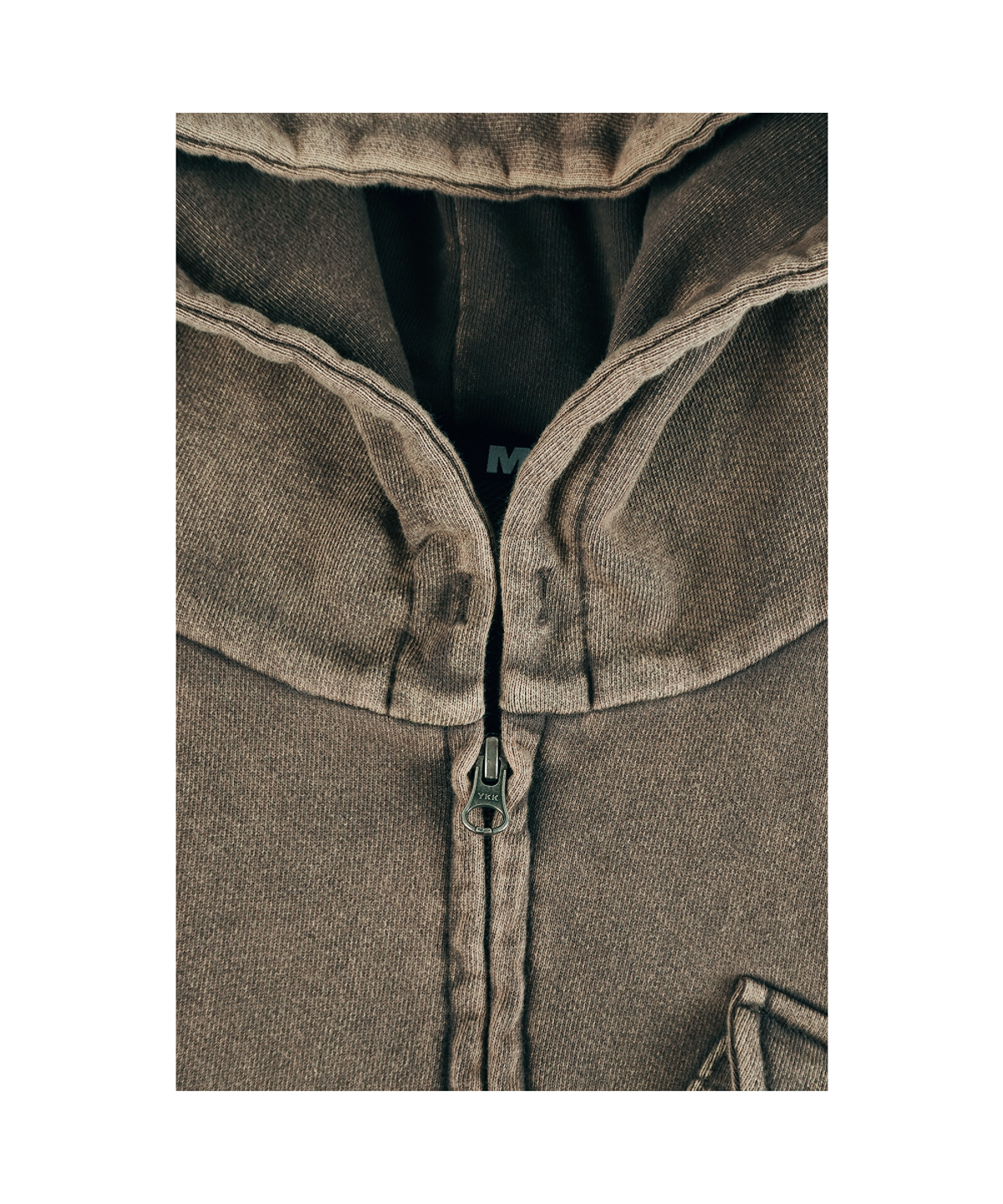 이알티알(ERTR) Chest Pocket Hoodie Zip Up Brown