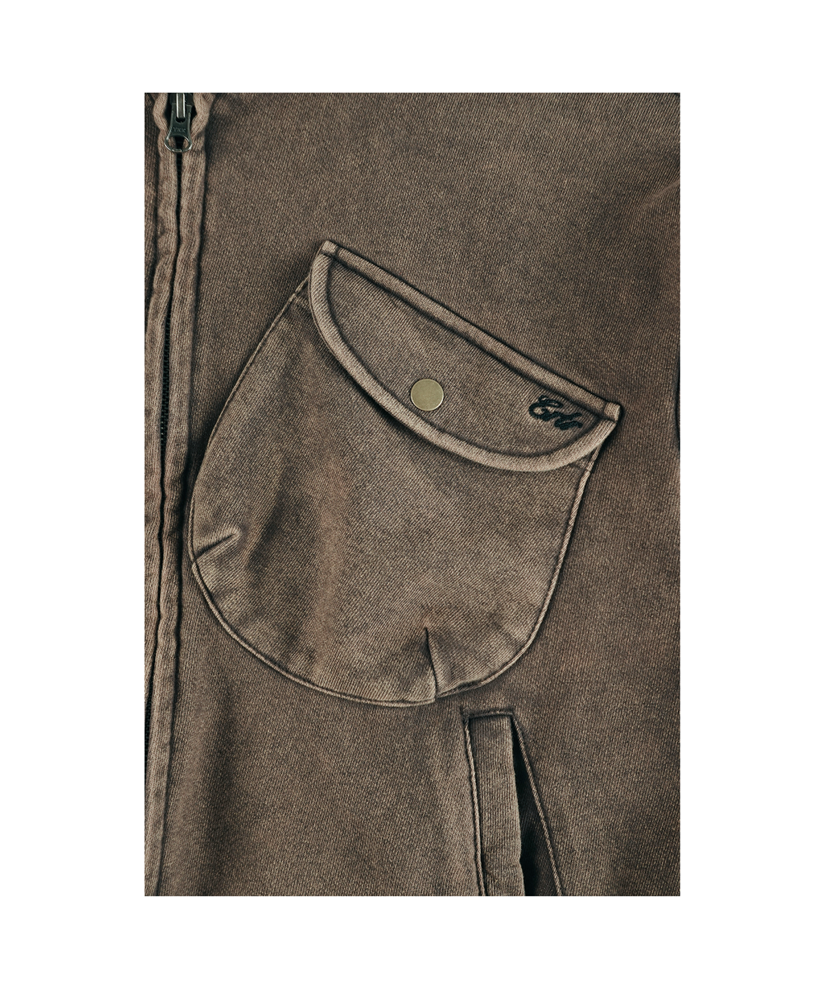 이알티알(ERTR) Chest Pocket Hoodie Zip Up Brown