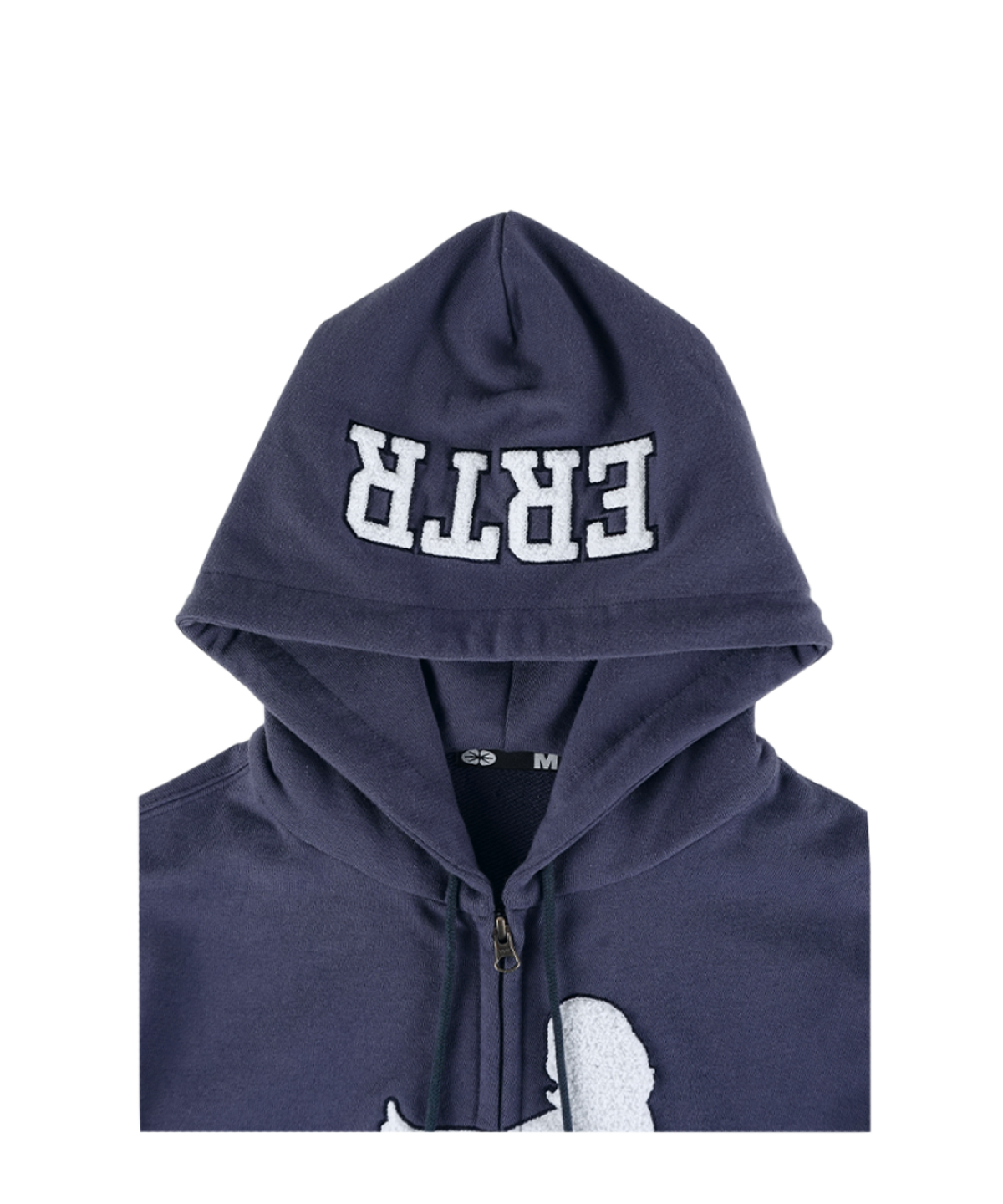 이알티알(ERTR) Thumbs Up Girl Boucle Hoodie Zip Up Navy