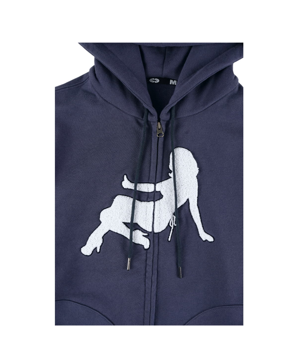 이알티알(ERTR) Thumbs Up Girl Boucle Hoodie Zip Up Navy