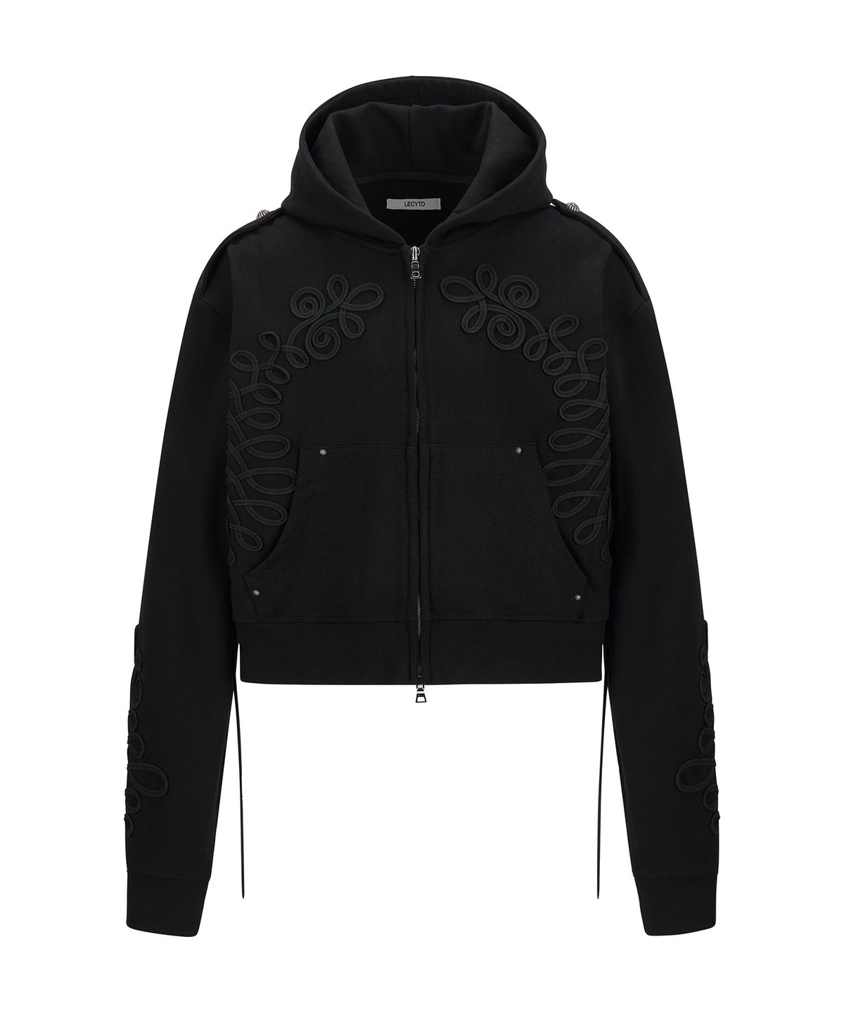 레씨토(LECYTO) Baroque Loop Zip-Up Hoodie_[Black]