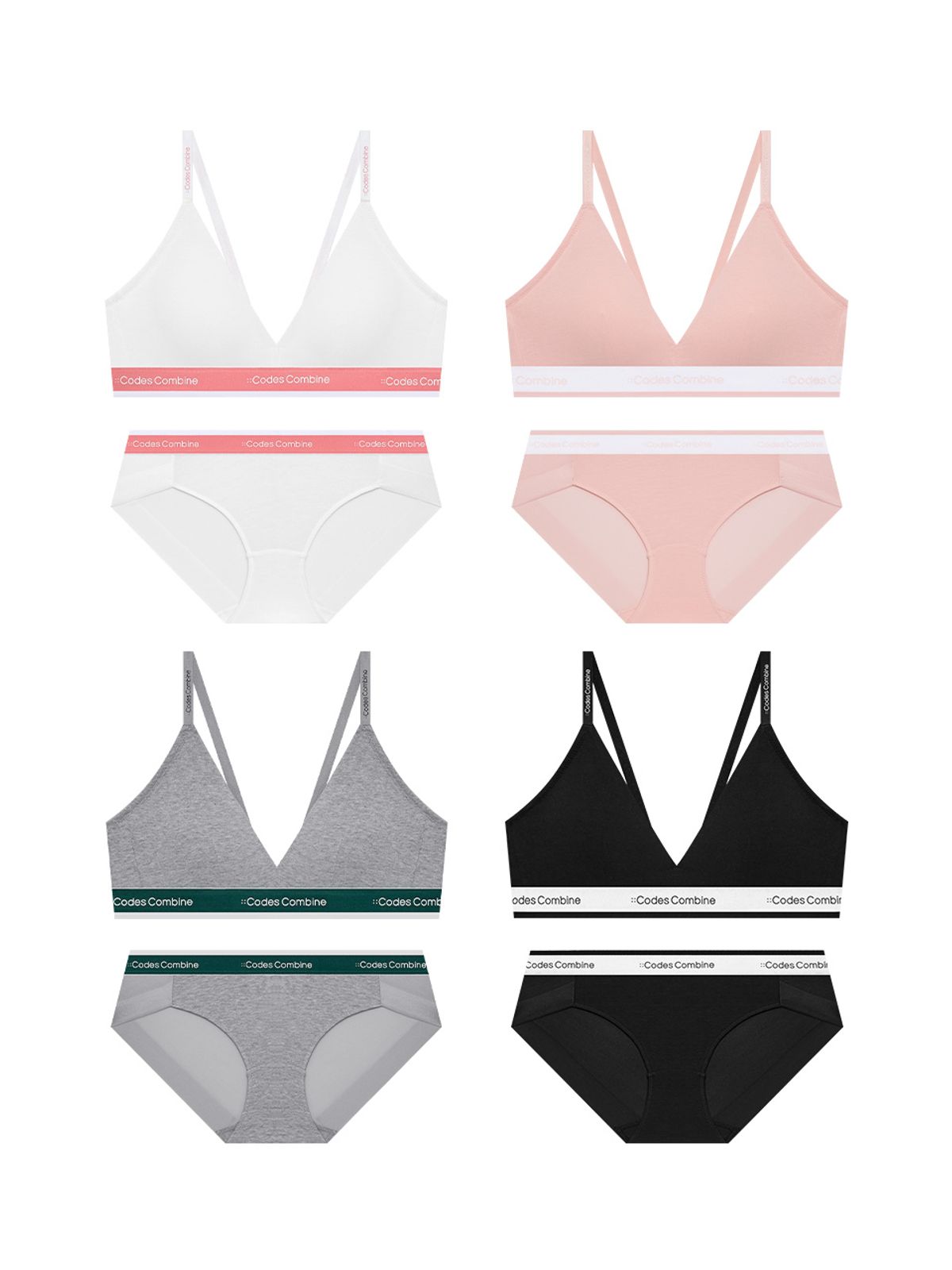 코데즈컴바인 이너웨어(CODES COMBINE INNERWEAR) 올데이 볼륨일체형 브라렛 햄팬티 세트_4Colors