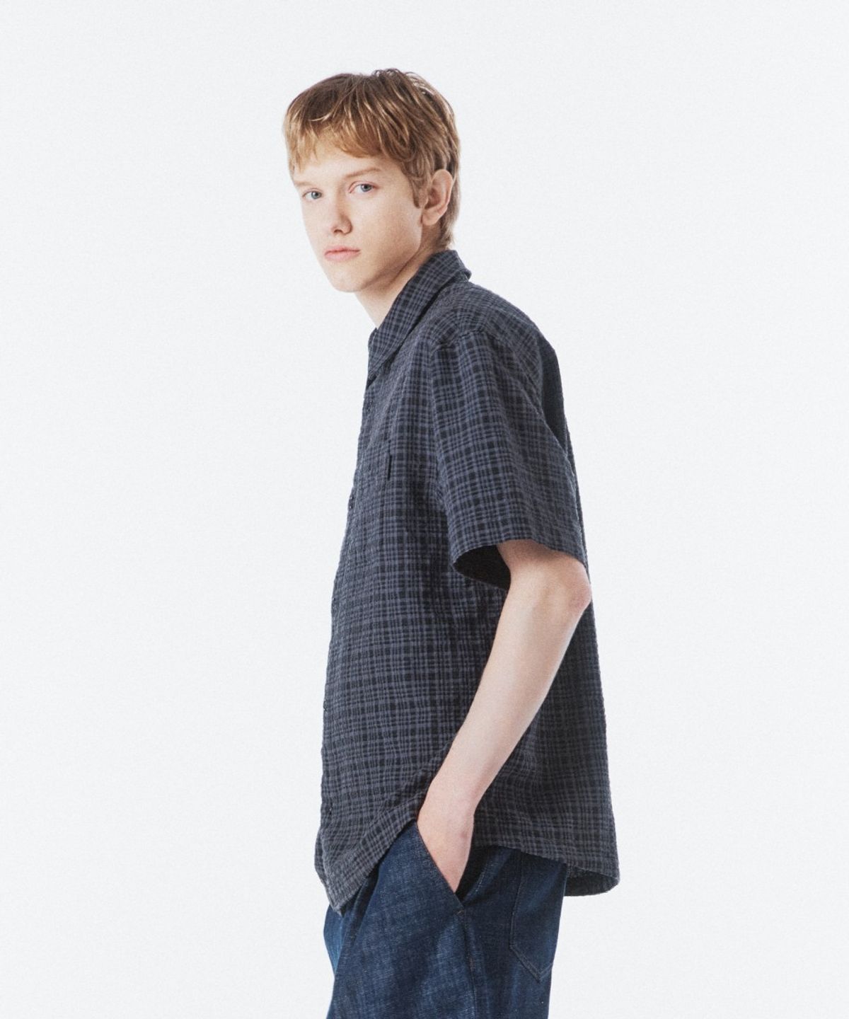 브롬톤 런던(BROMPTON LONDON) CHECK SEERSUCKER SHIRT - C/GREY (P262MSH140)