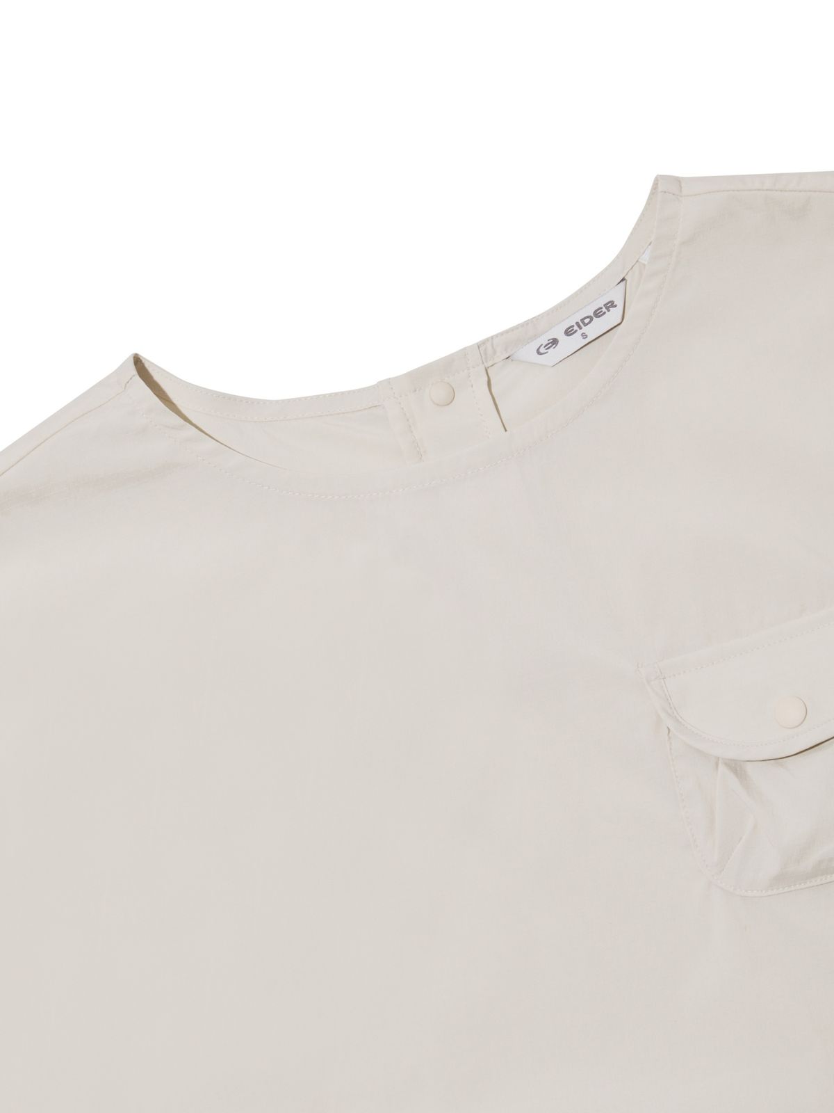 아이더(EIDER) SHEER (시어) 여성 우븐 포켓 반팔 티셔츠_CREAM BEIGE