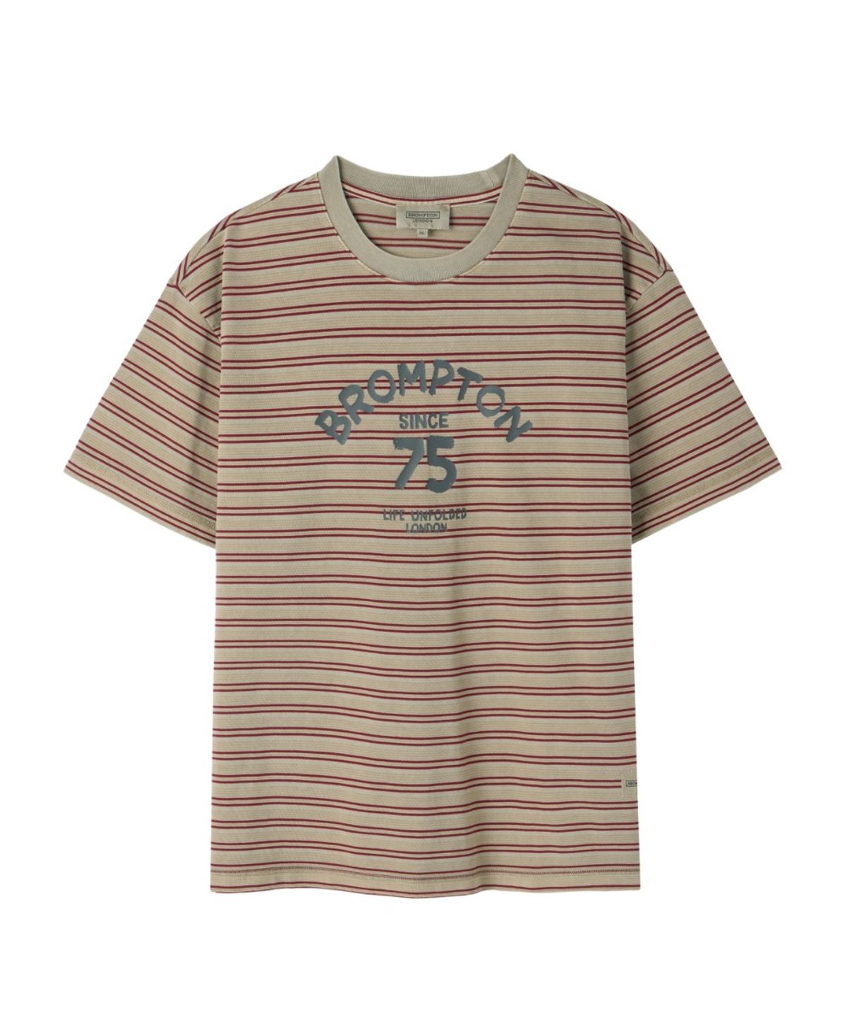 브롬톤 런던(BROMPTON LONDON) PIGMENT STRIPE HALF SLEEVE T-SHIRT - BURGUNDY (P262UTS138)