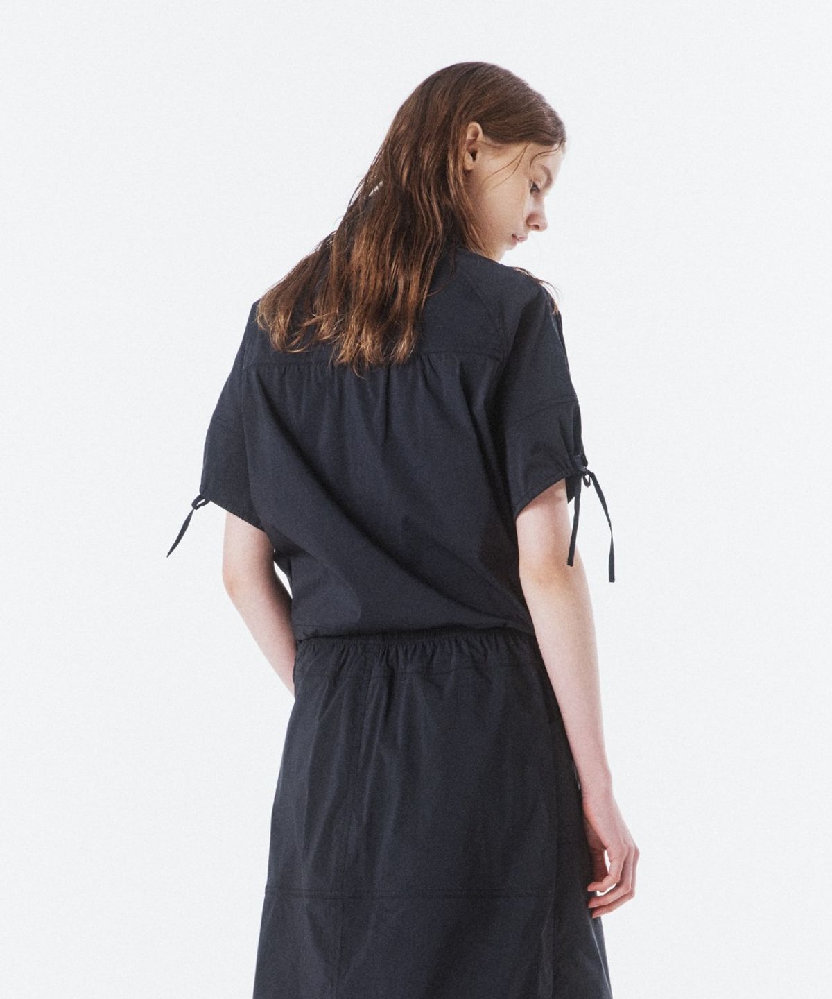 브롬톤 런던(BROMPTON LONDON) W LIGHTWEIGHT HALF SLEEVE JUMPER - BLACK (P262WJP185)
