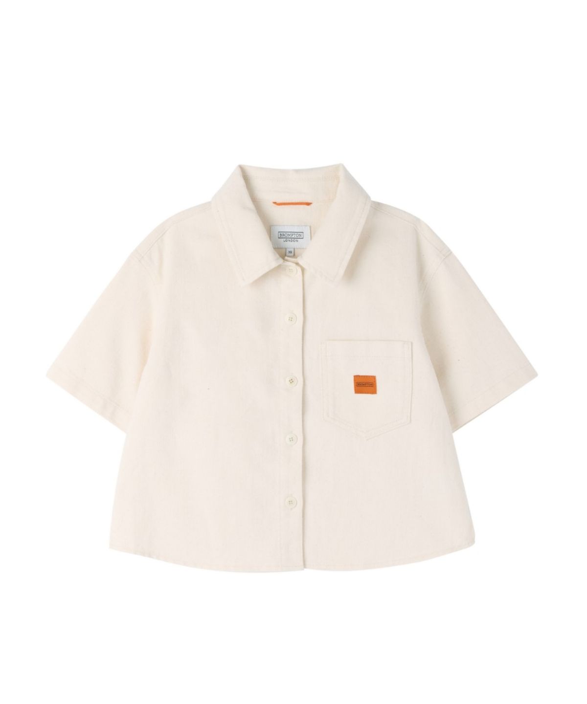 브롬톤 런던(BROMPTON LONDON) W CROP DENIM HALF SLEEVE SHIRT - IVORY (P262WSH483)