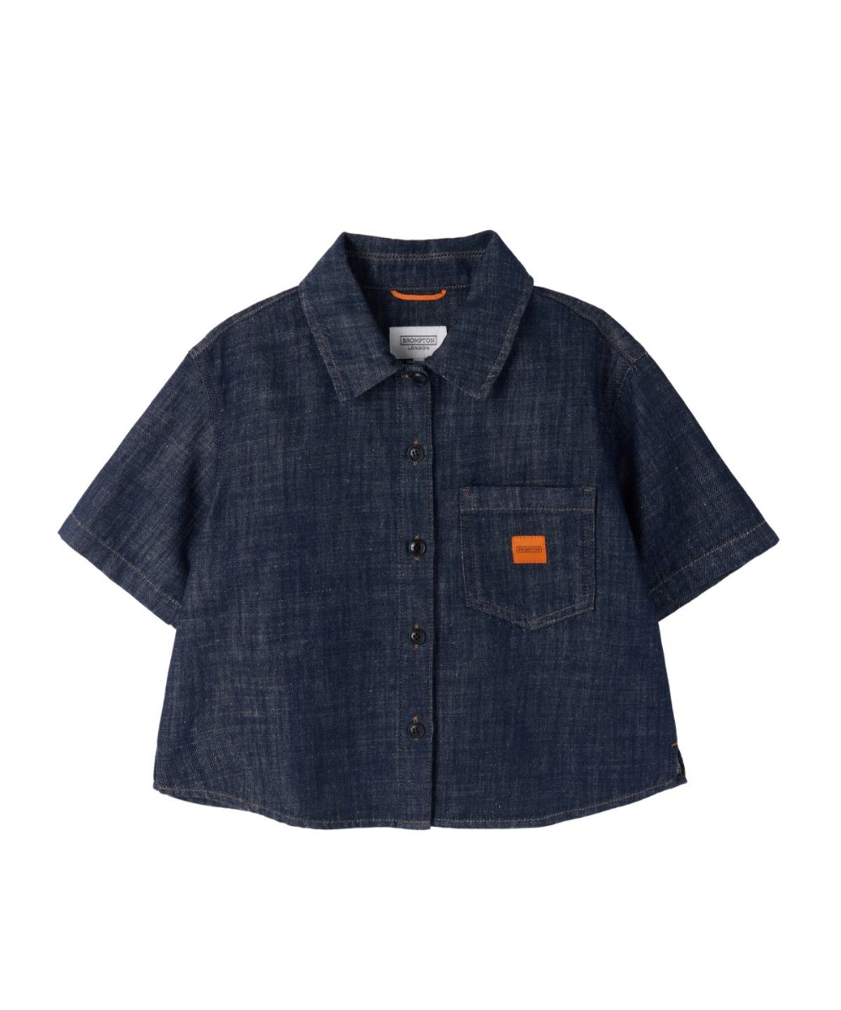 브롬톤 런던(BROMPTON LONDON) W CROP DENIM HALF SLEEVE SHIRT - INDIGO (P262WSH483)