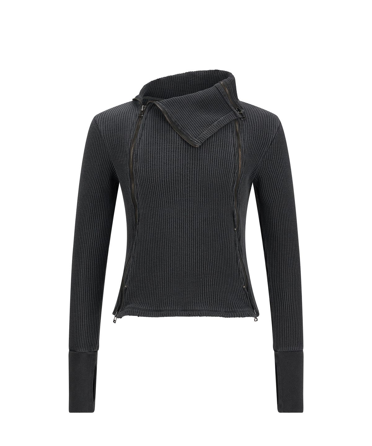 레씨토(LECYTO) Dual Zipper Waffle Thermal Zip-Up_[Charcoal]