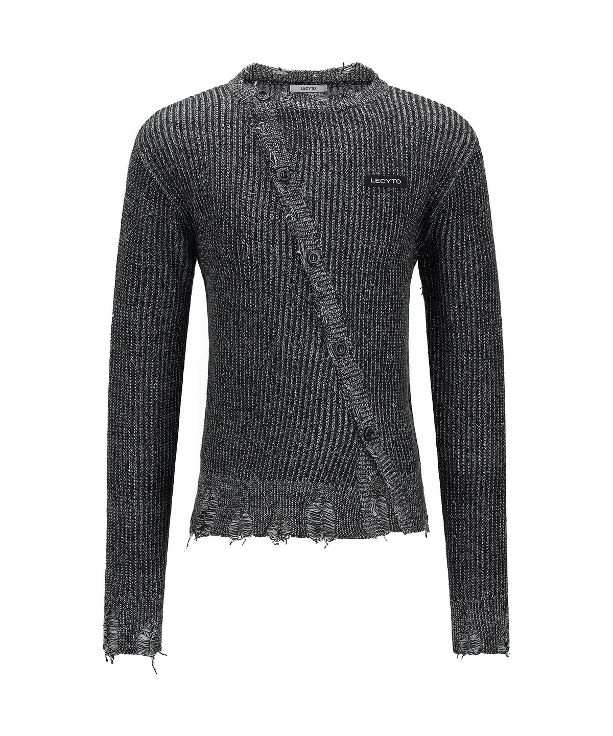 레씨토(LECYTO) Oblique Line Knit Cardigan_[Charcoal]