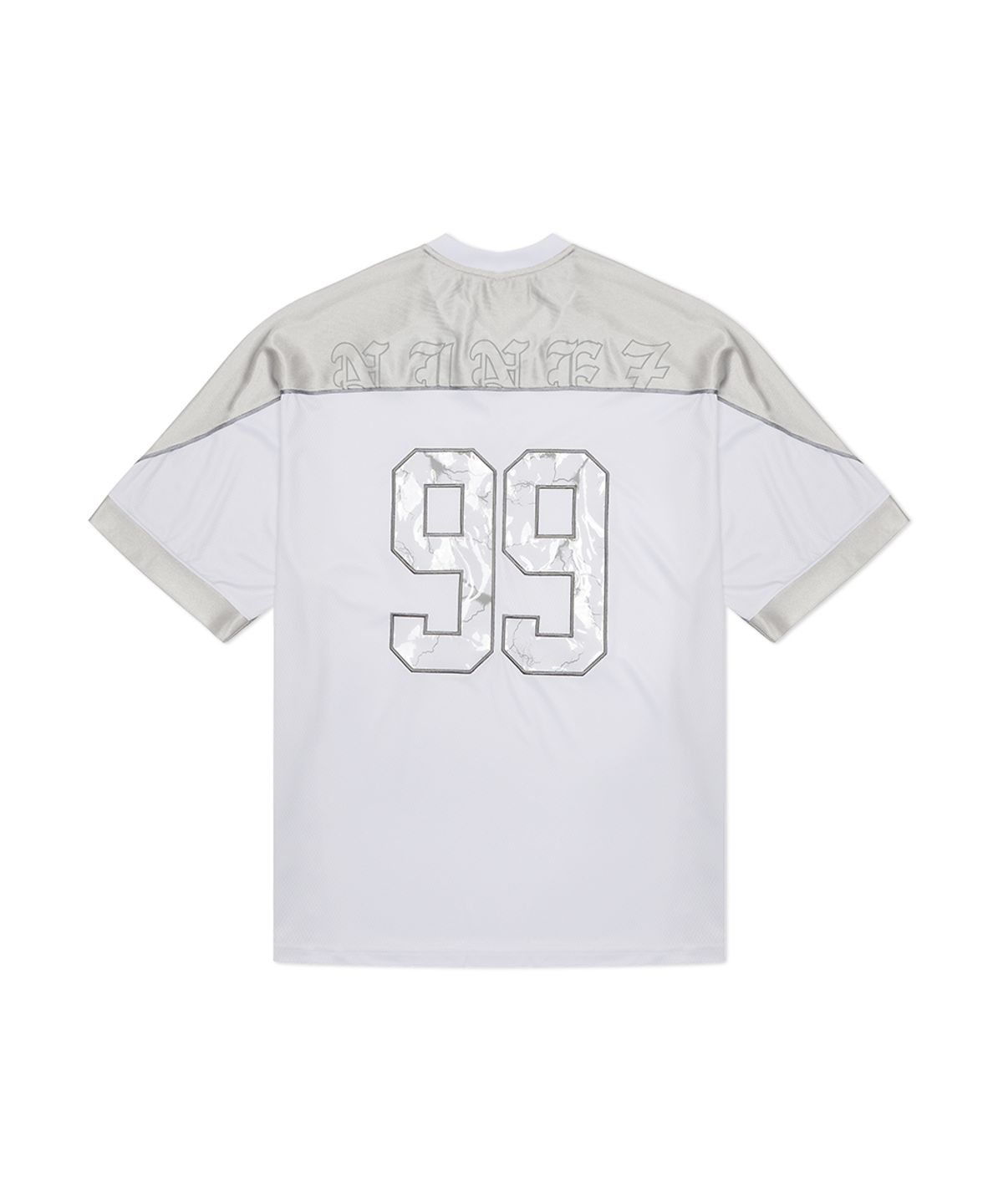 나인제트(NINEZ) 99 아플리케 럭비 오버핏 티셔츠 (2color)