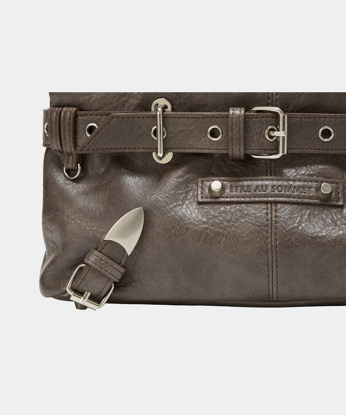 에트오소메(ETRE AU SOMMET) Belt Eyelet Strap Cross Mini Bag (Brown)
