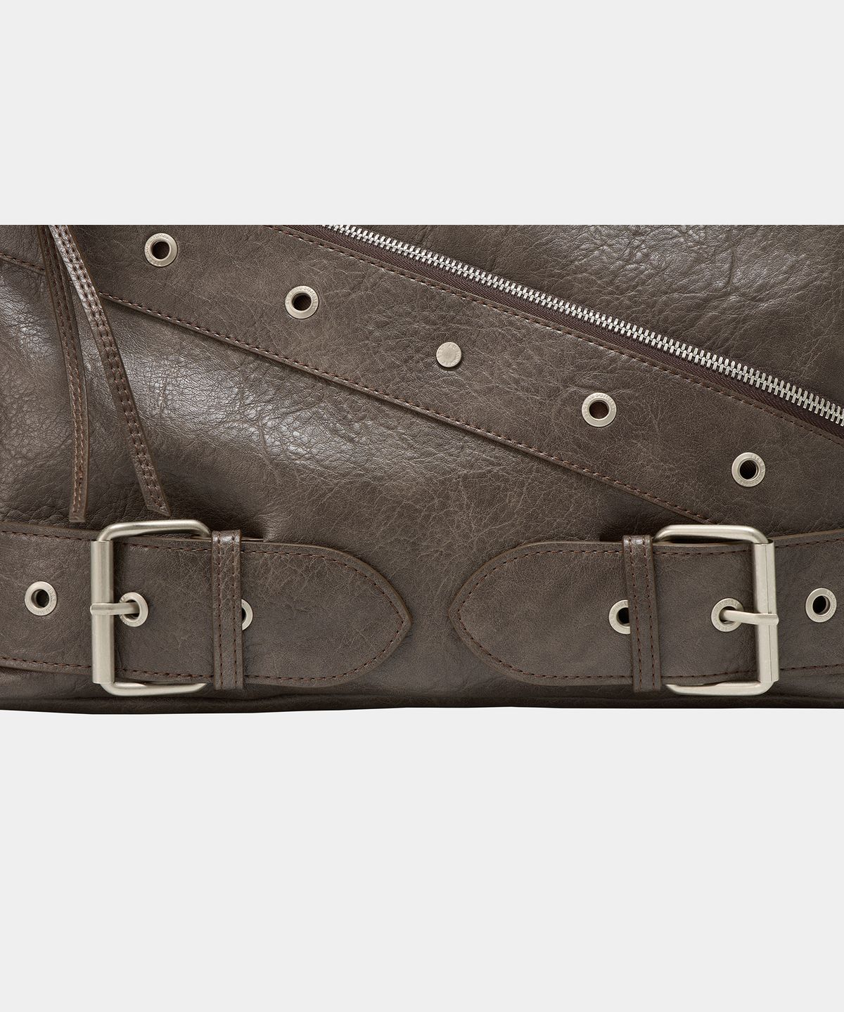 에트오소메(ETRE AU SOMMET) Strap Belt Eyelet Cross Big Bag (Brown)