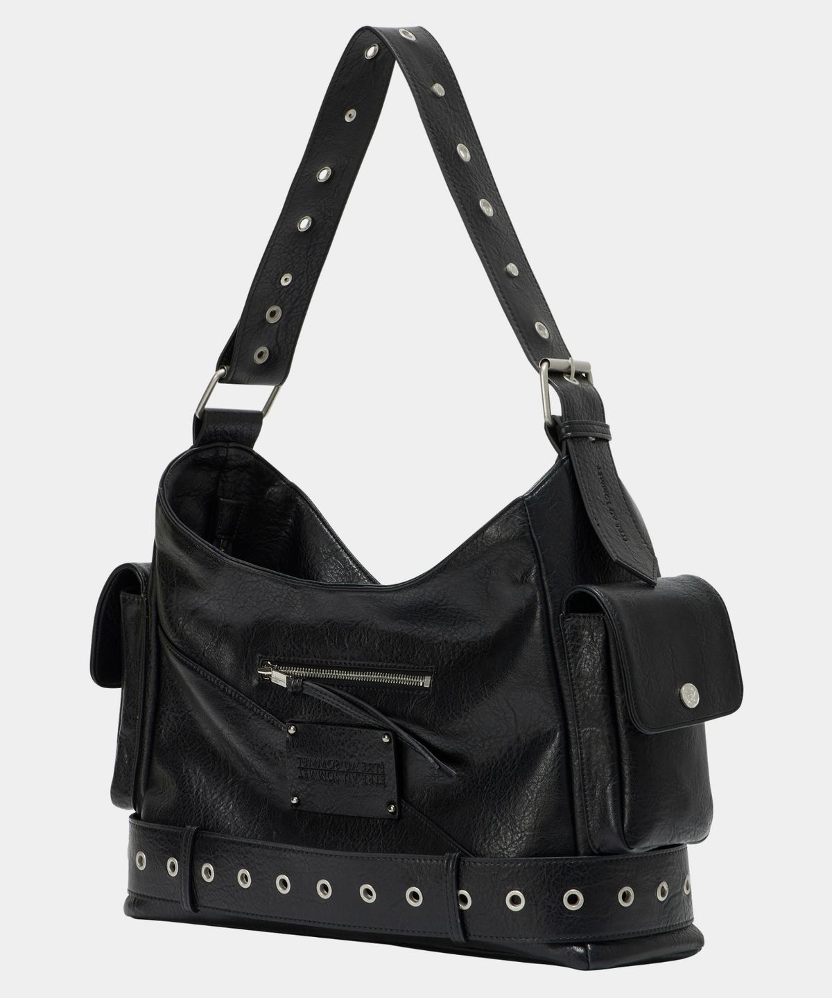 에트오소메(ETRE AU SOMMET) Strap Belt Eyelet Cross Big Bag (Black)