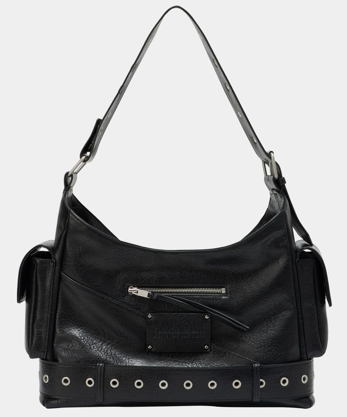 에트오소메(ETRE AU SOMMET) Strap Belt Eyelet Cross Big Bag (Black)
