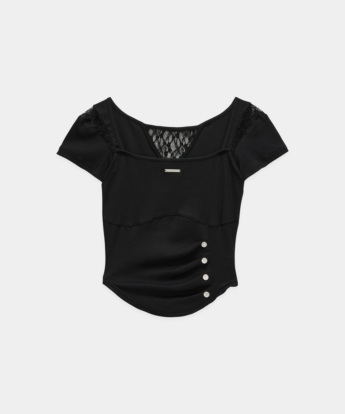 에트오소메(ETRE AU SOMMET) Bust Line Pintuck Detail Top (Black)