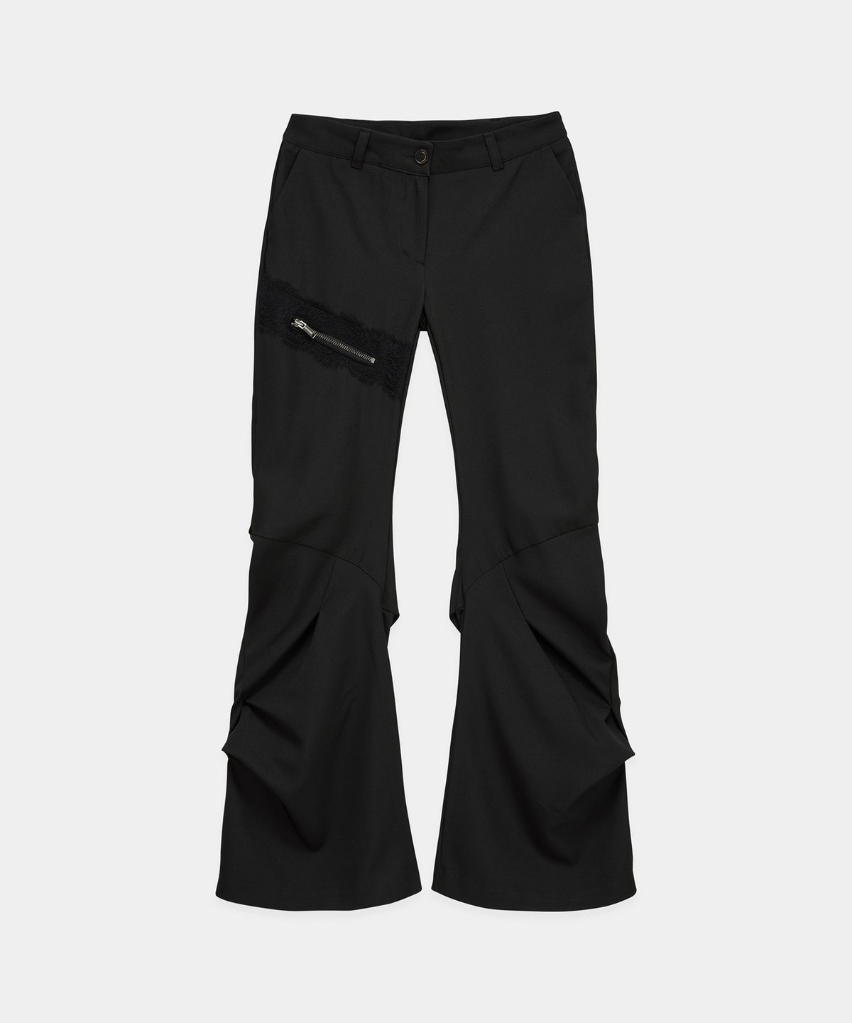 에트오소메(ETRE AU SOMMET) Side Double Lace-Up Bootcut Slacks (Black)