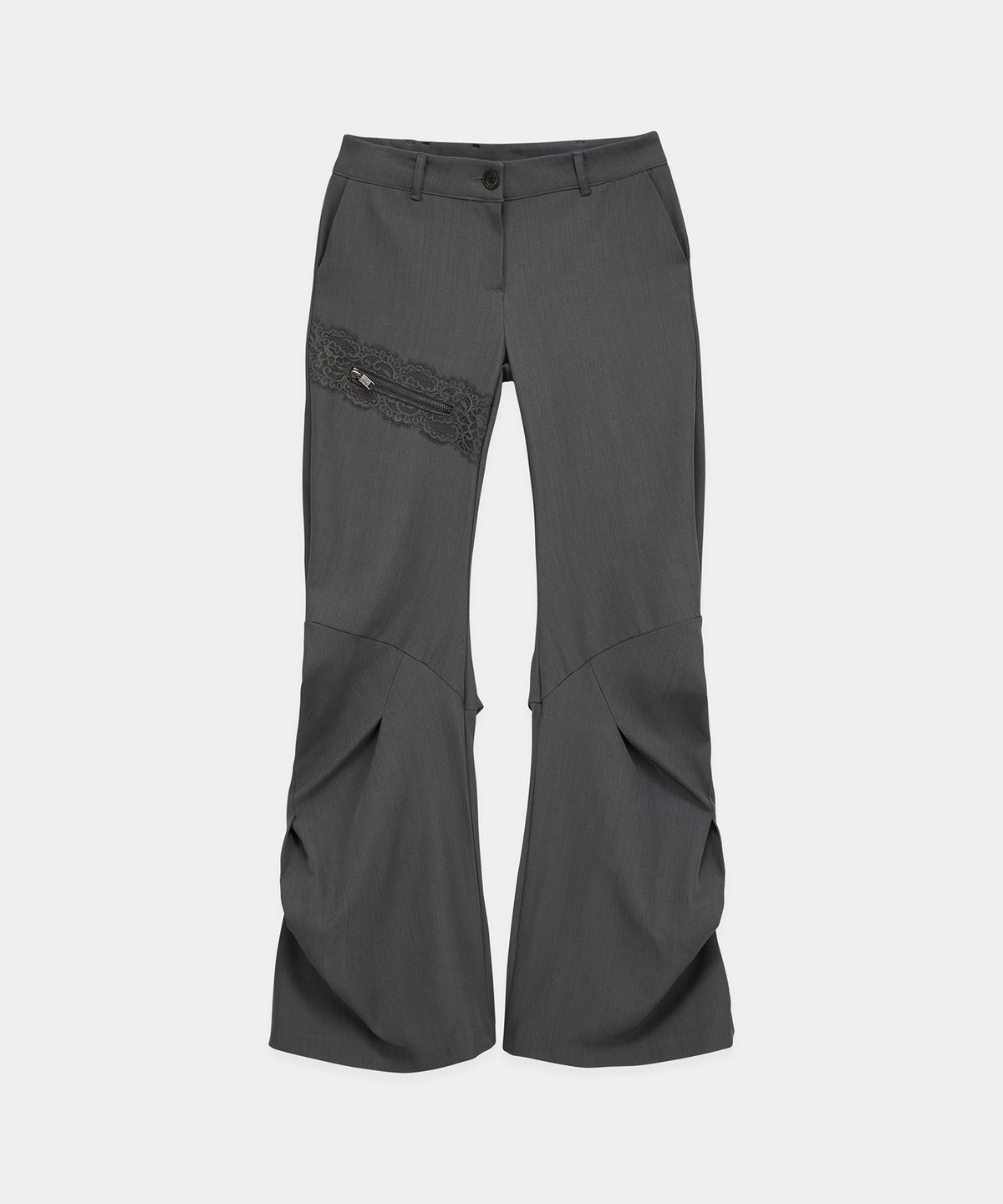 에트오소메(ETRE AU SOMMET) Side Double Lace-Up Bootcut Slacks (Gray)