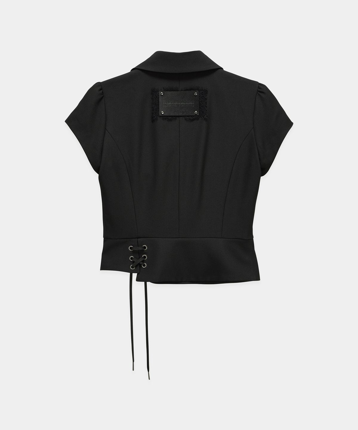 에트오소메(ETRE AU SOMMET) Cropped Short Sleeve Tailored Jacket (Black)