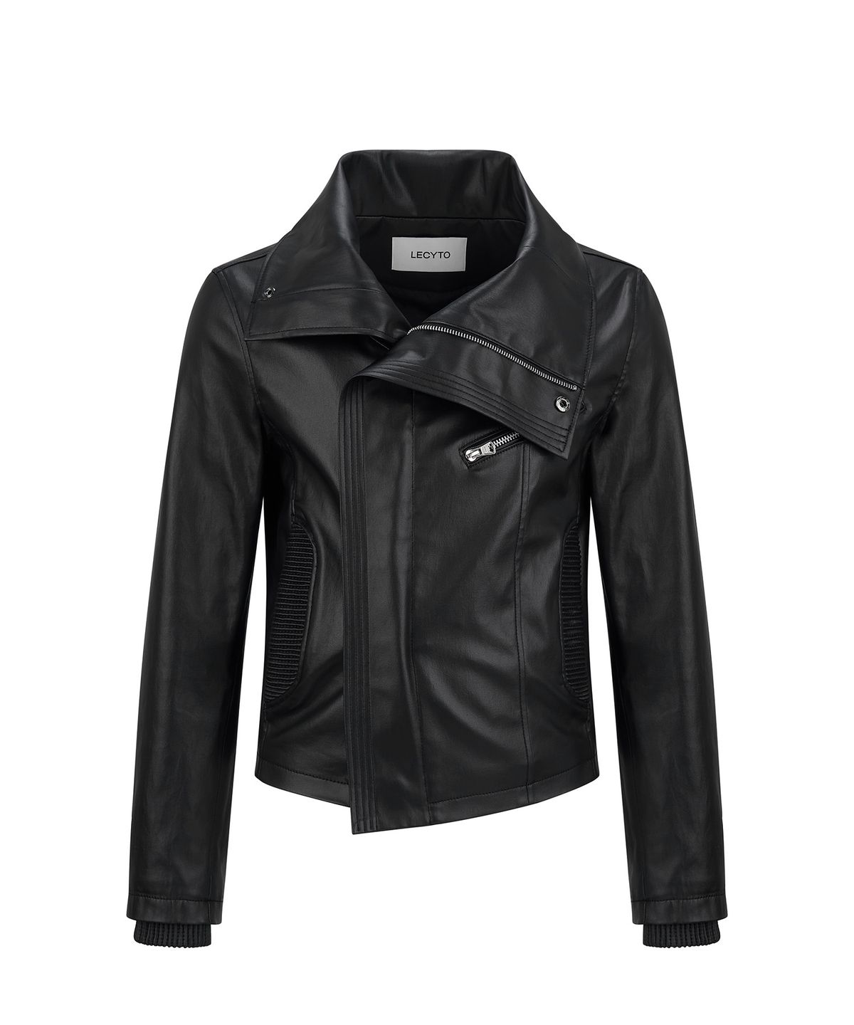 레씨토(LECYTO) Geometrique Leather Jacket_[Black]