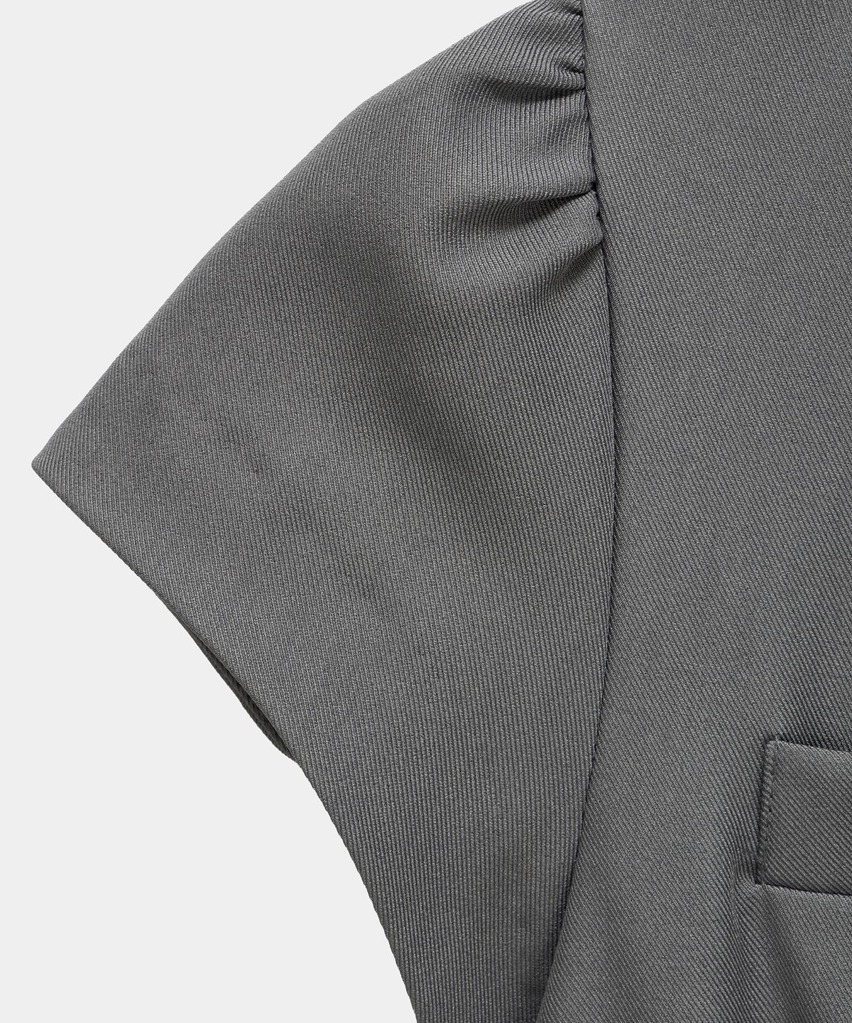 에트오소메(ETRE AU SOMMET) Cropped Short Sleeve Tailored Jacket (Dark Gray)