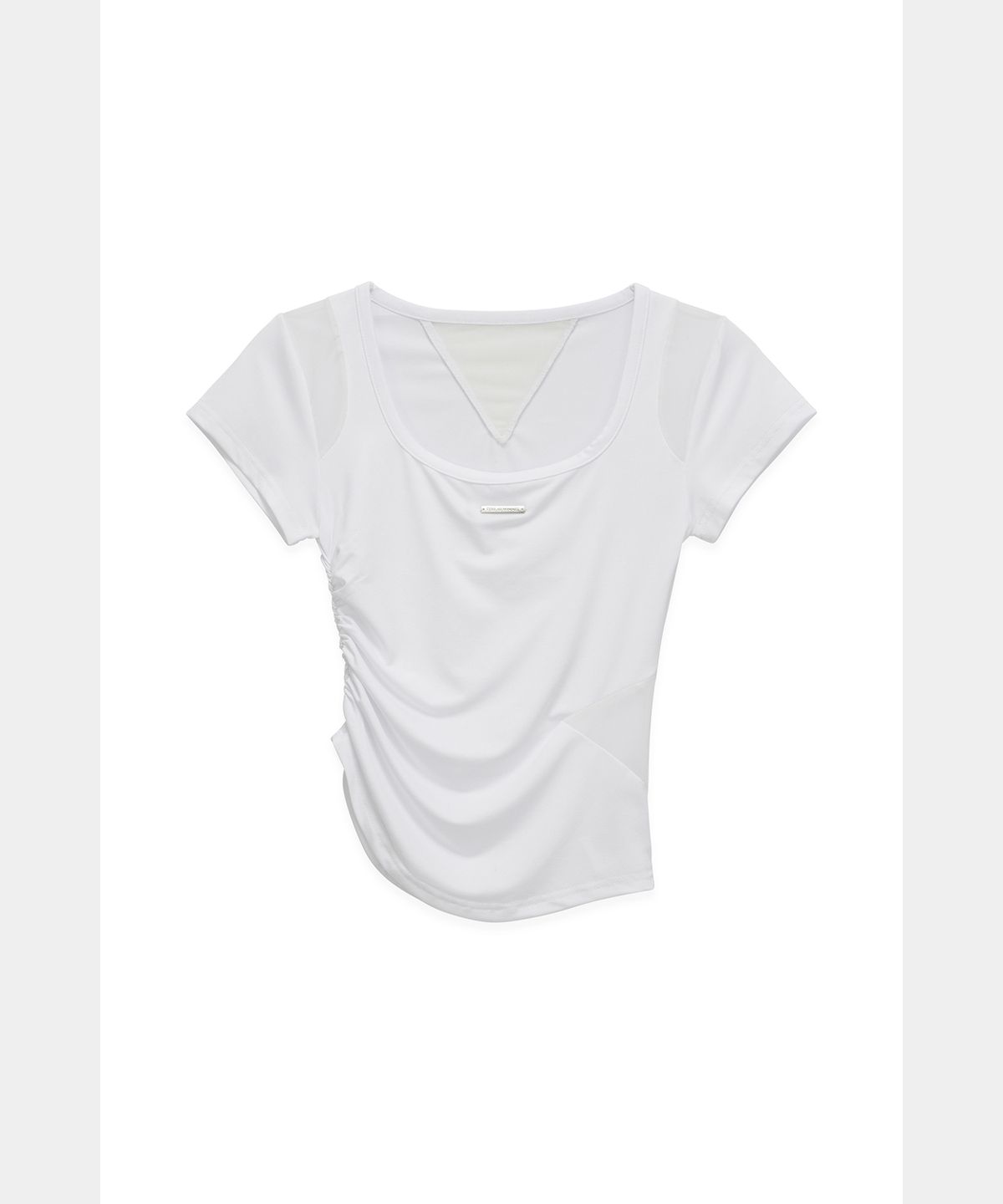 에트오소메(ETRE AU SOMMET) Modern Square Shirring Tee (White)