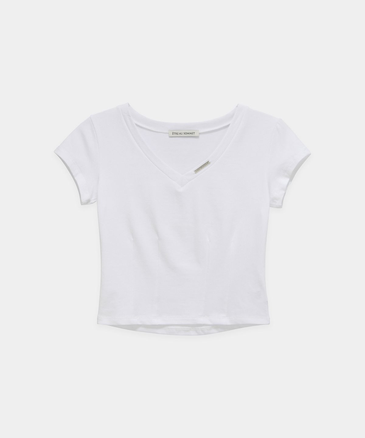 에트오소메(ETRE AU SOMMET) Dart Line V-Neck Slim Top (White)