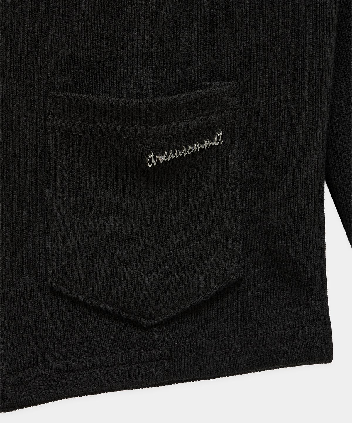 에트오소메(ETRE AU SOMMET) Square Button Point Slim-Fit Long Sleeve Top (Black)