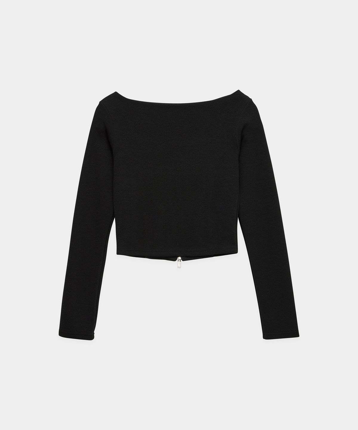 에트오소메(ETRE AU SOMMET) Square Button Point Slim-Fit Long Sleeve Top (Black)