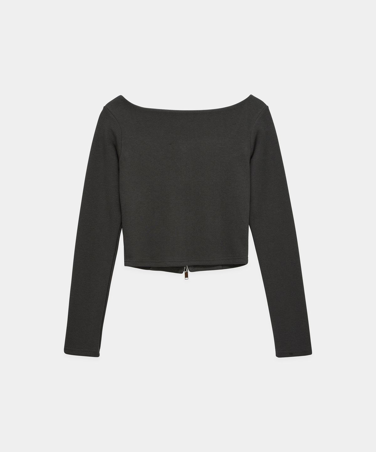 에트오소메(ETRE AU SOMMET) Square Button Point Slim-Fit Long Sleeve Top (Dark gray)