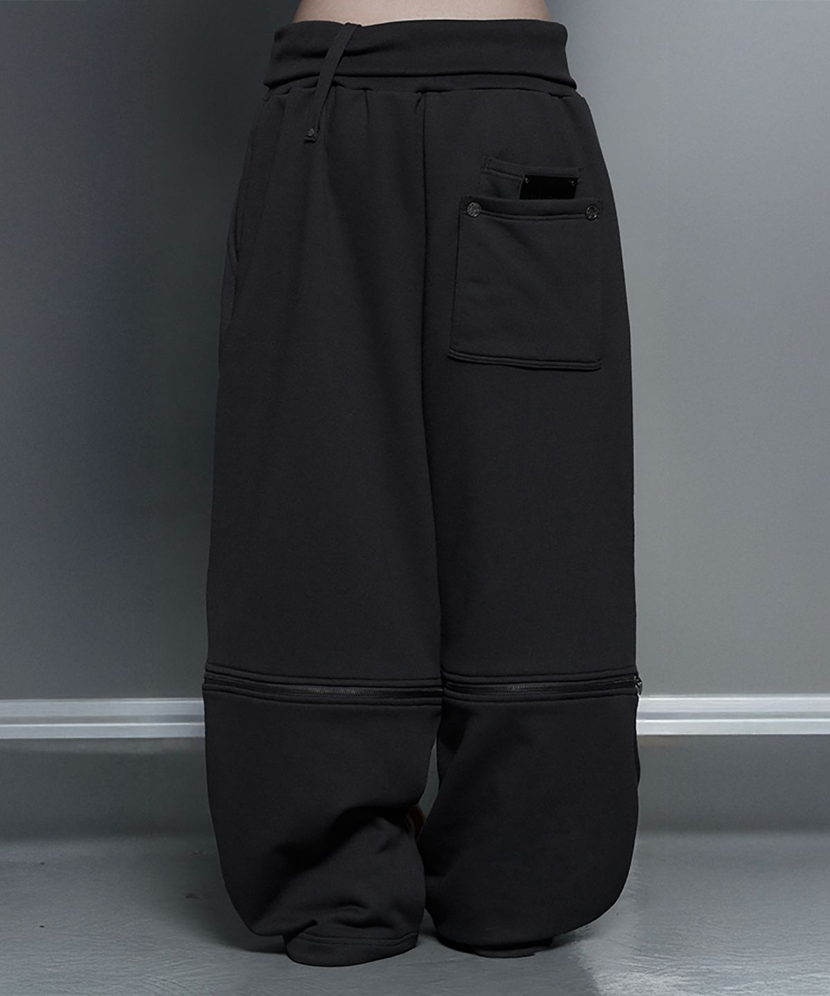 에트오소메(ETRE AU SOMMET) Zipper 2-Way Double Knee Bermuda Wide Pants (Charcoal)