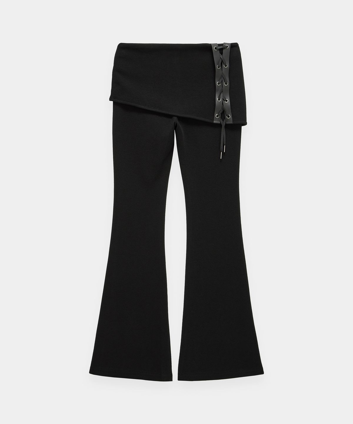 에트오소메(ETRE AU SOMMET) Lace-Up Side Slit Bootcut Pants (Black)