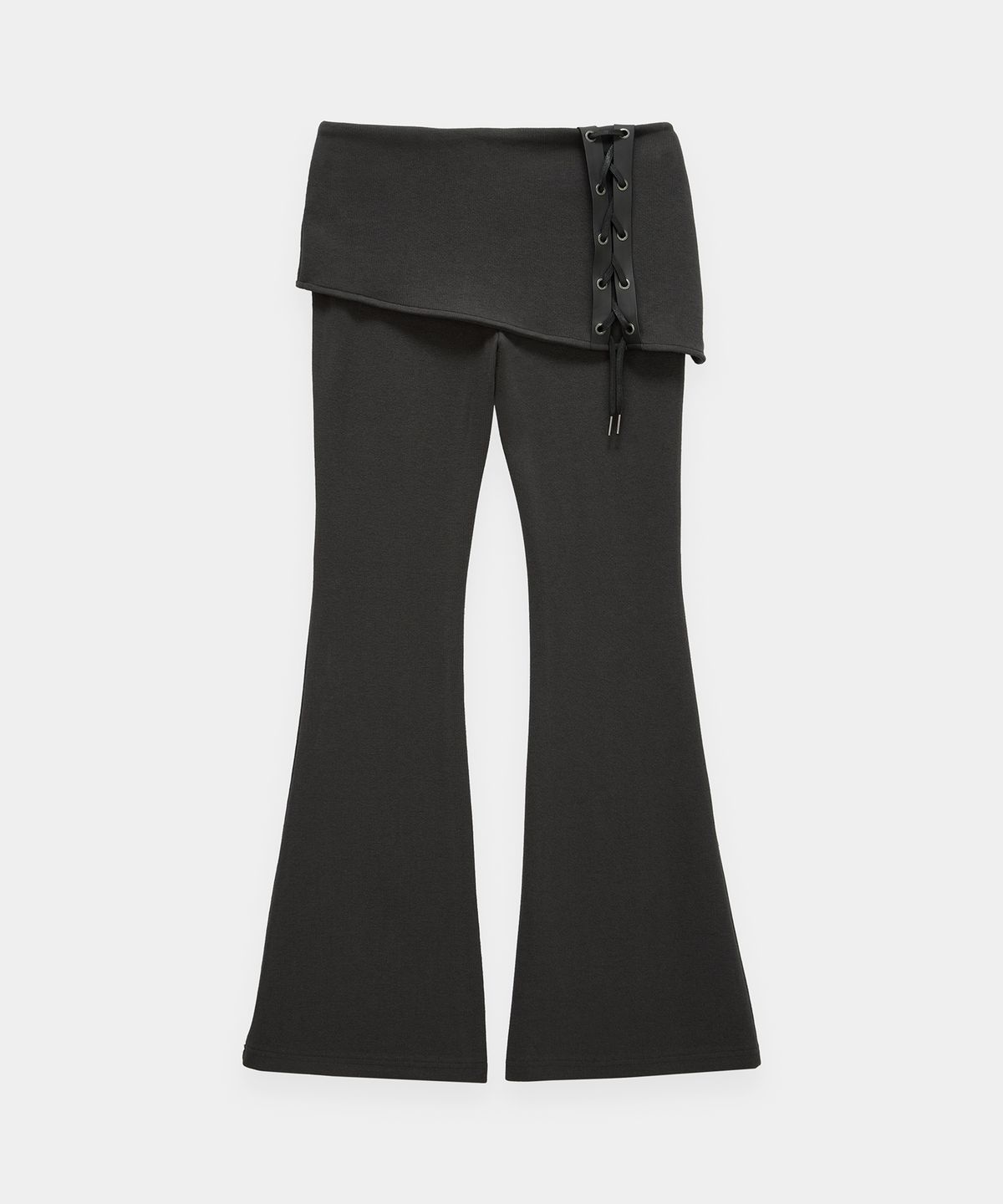에트오소메(ETRE AU SOMMET) Lace-Up Side Slit Bootcut Pants (Charcoal)