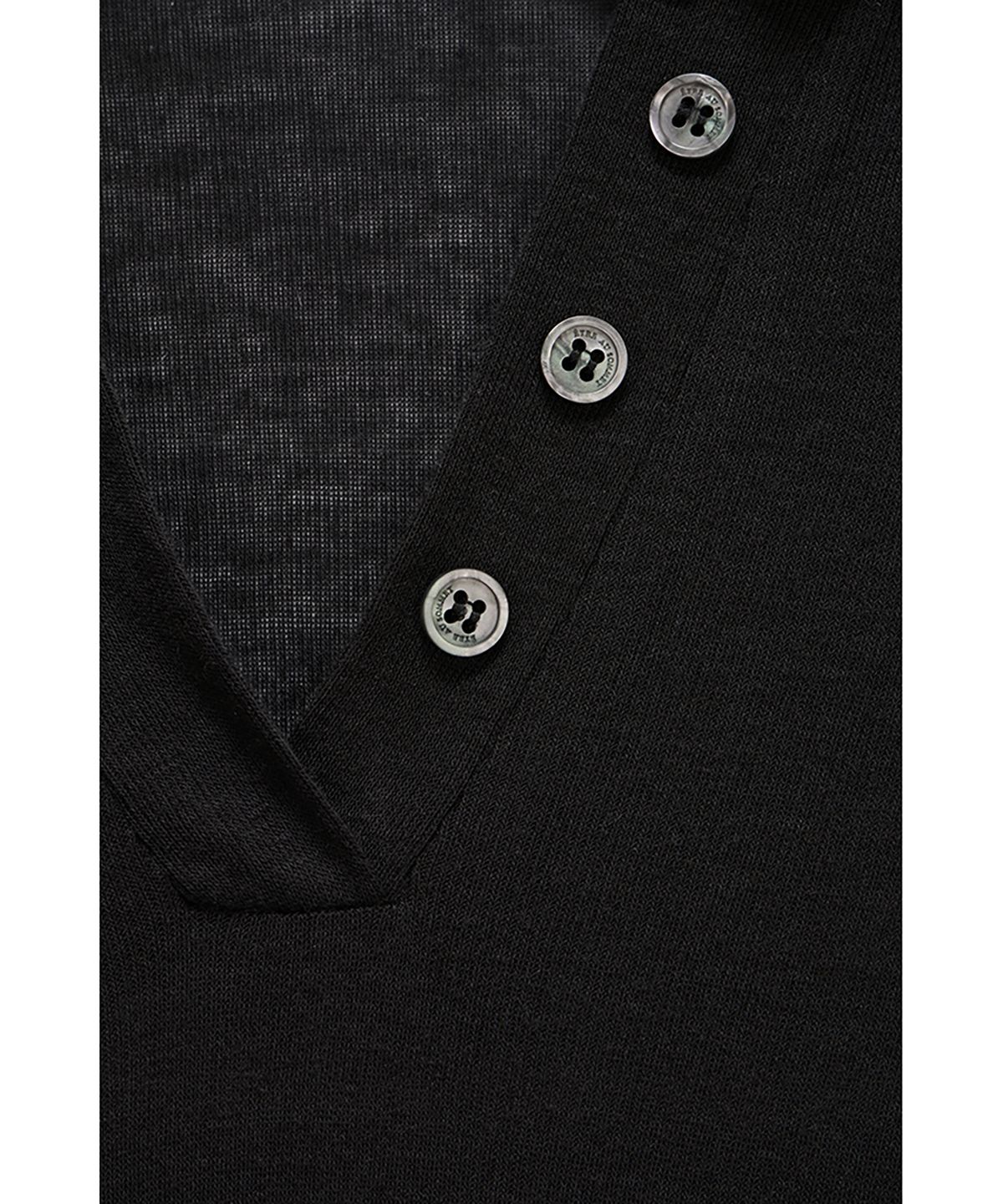 에트오소메(ETRE AU SOMMET) Rib Collar tattoo Long Sleeve Top (Black)