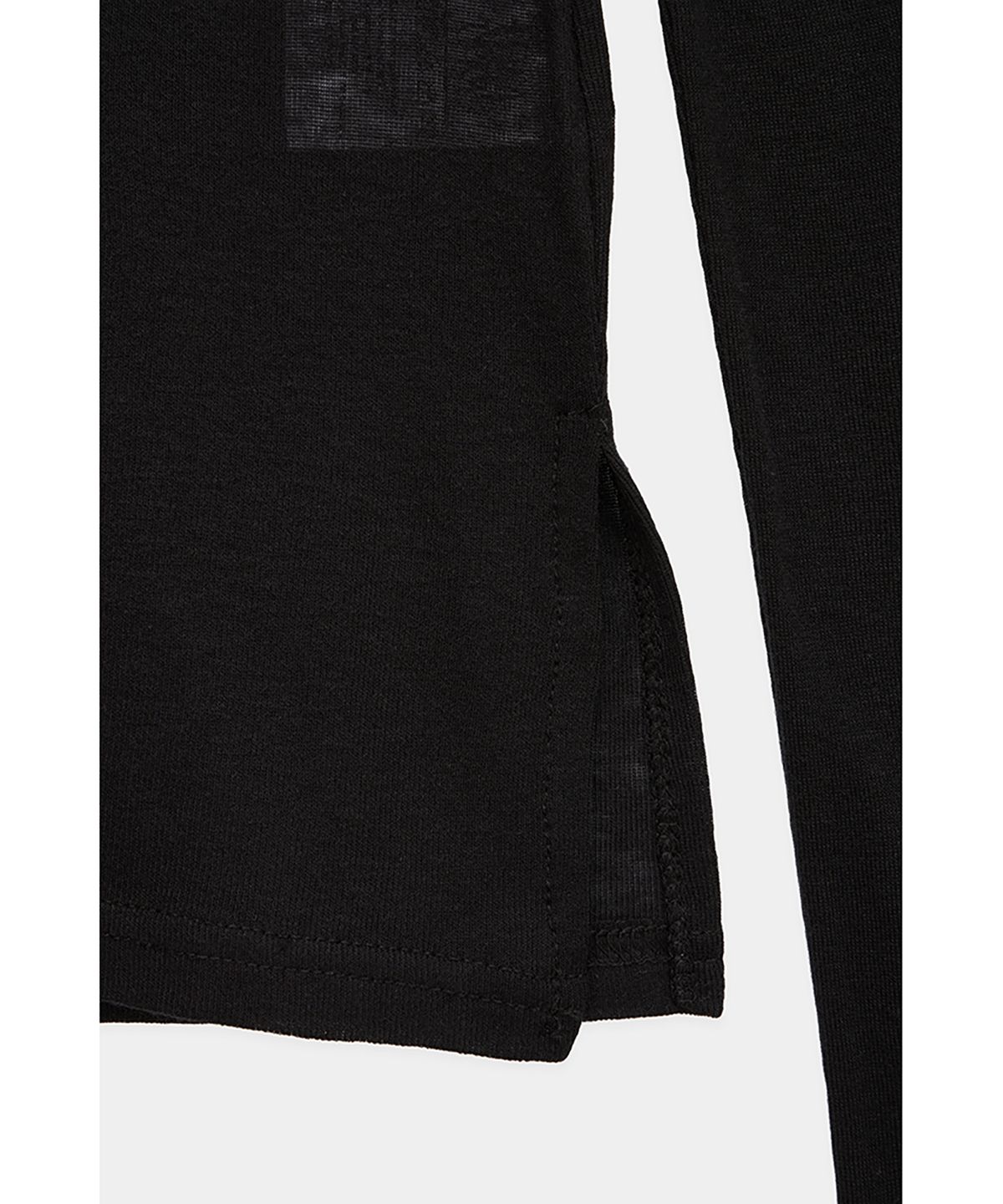 에트오소메(ETRE AU SOMMET) Rib Collar tattoo Long Sleeve Top (Black)
