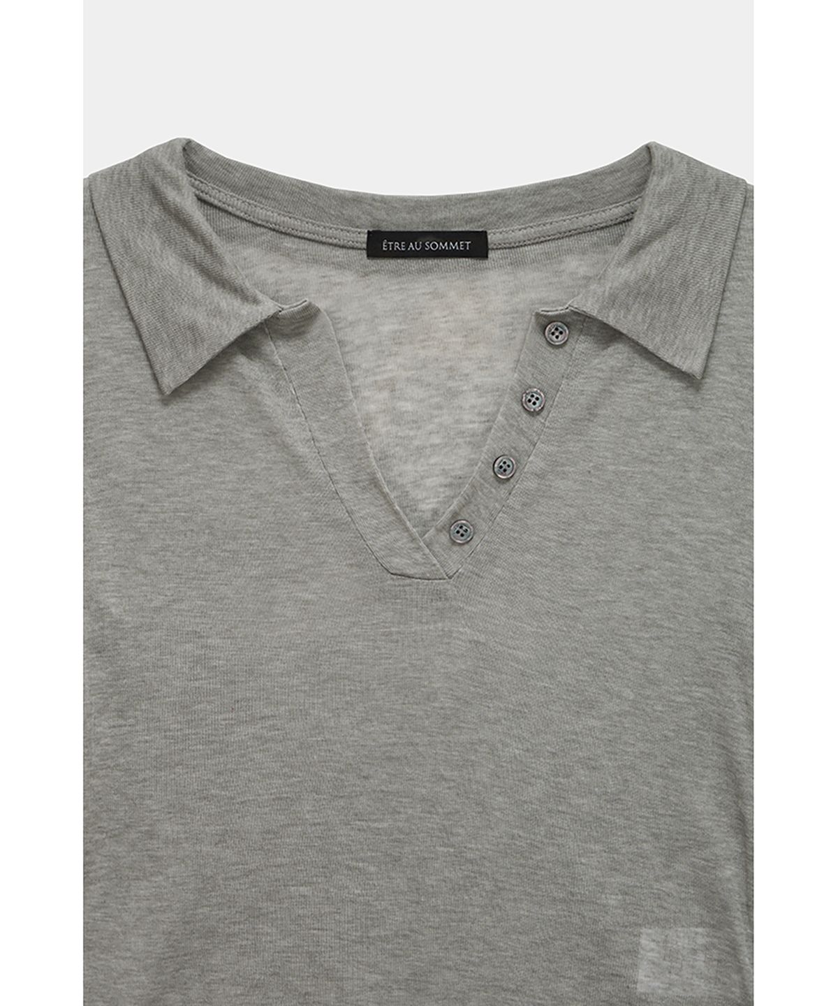 에트오소메(ETRE AU SOMMET) Rib Collar tattoo Long Sleeve Top (Light Gray)