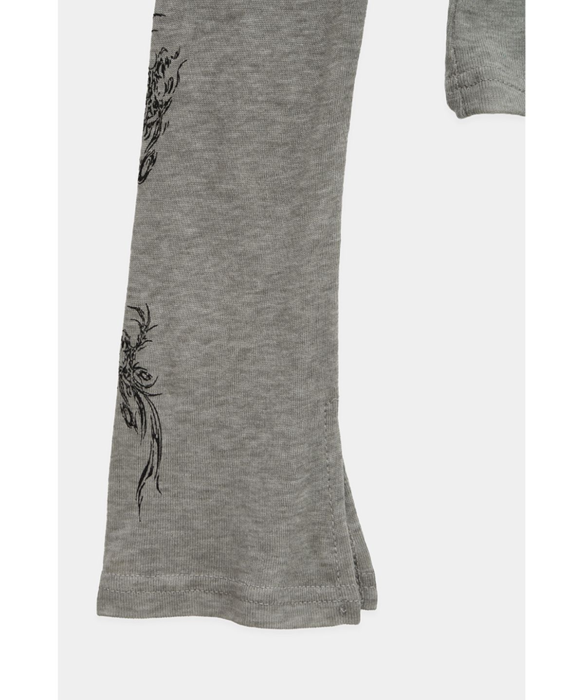 에트오소메(ETRE AU SOMMET) Rib Collar tattoo Long Sleeve Top (Light Gray)