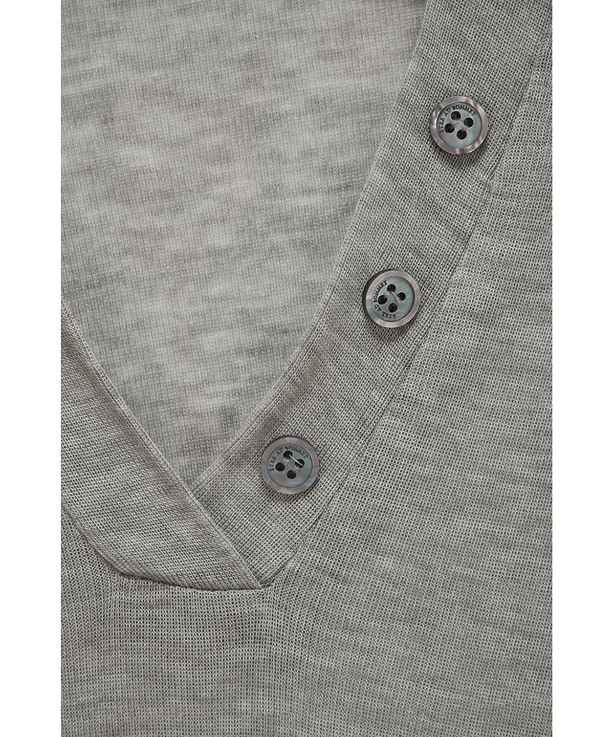 에트오소메(ETRE AU SOMMET) Rib Collar tattoo Long Sleeve Top (Light Gray)