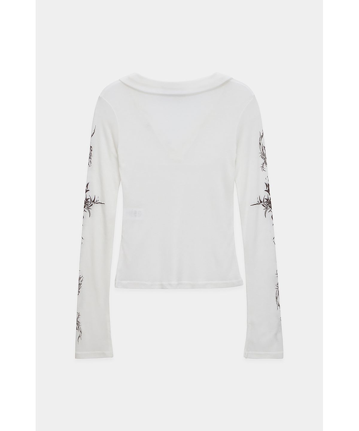 에트오소메(ETRE AU SOMMET) Rib Collar tattoo Long Sleeve Top (White)