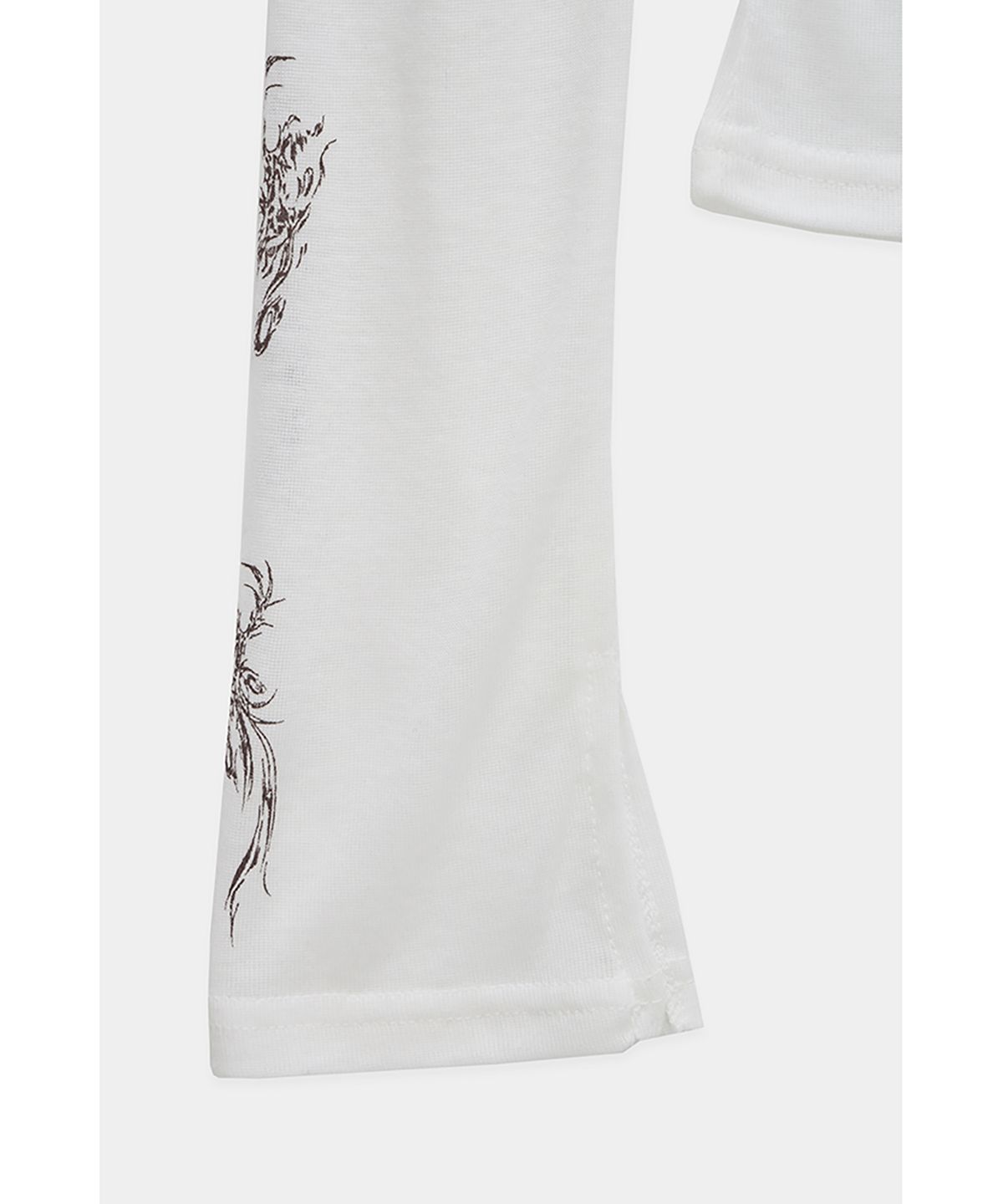 에트오소메(ETRE AU SOMMET) Rib Collar tattoo Long Sleeve Top (White)