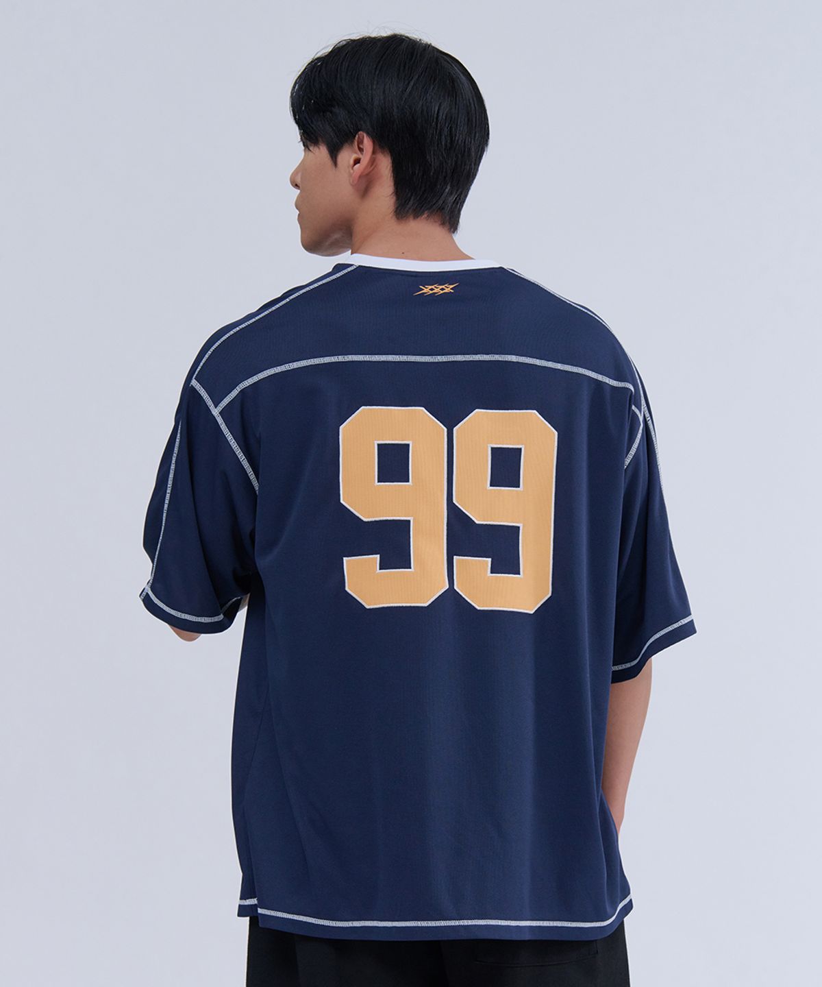 나인제트(NINEZ) 와플메쉬 럭비 오버핏 티셔츠 (2color)