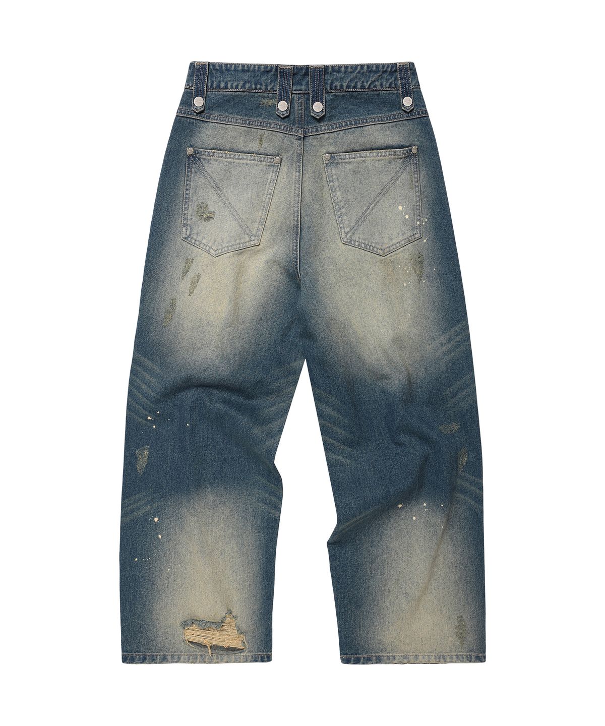 더바이닐하우스(THEVINYLHOUSE) GRUNGE PAINTED DENIM PANTS BLUE
