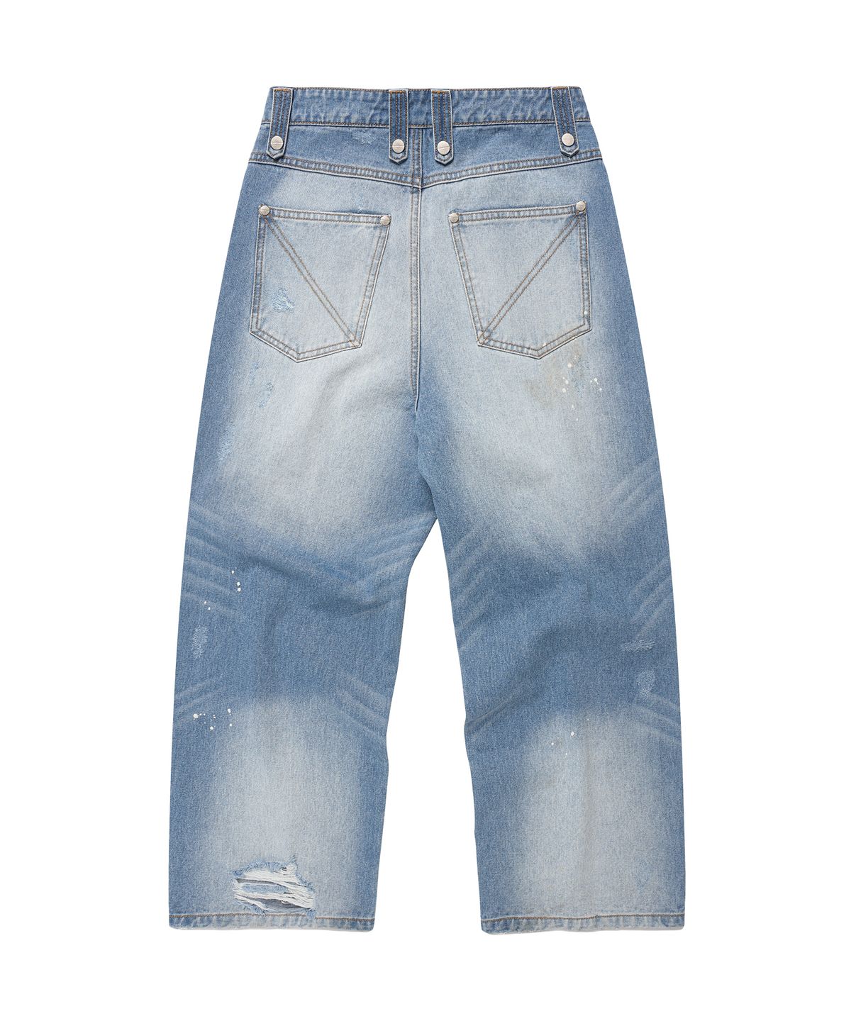 더바이닐하우스(THEVINYLHOUSE) GRUNGE PAINTED DENIM PANTS LIGHT BLUE