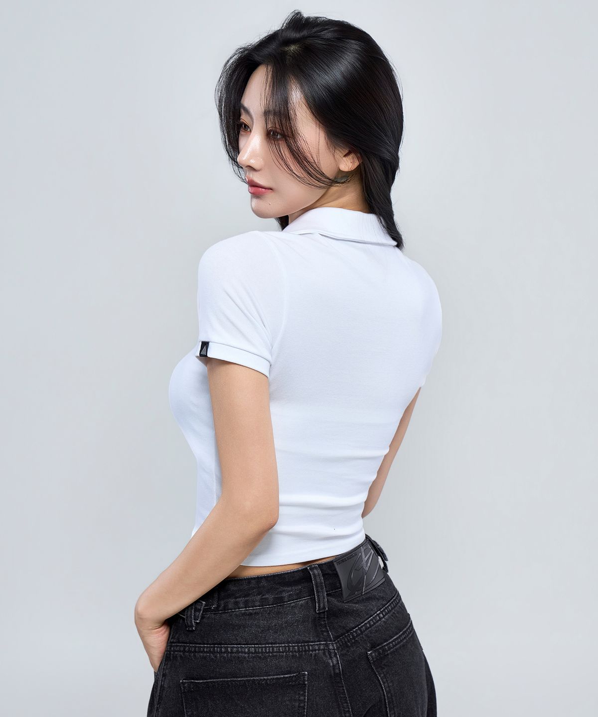 피지컬가먼츠(PHYSICAL GARMENTS) P5018 우먼 모달스판 카라 크롭반팔 [화이트]