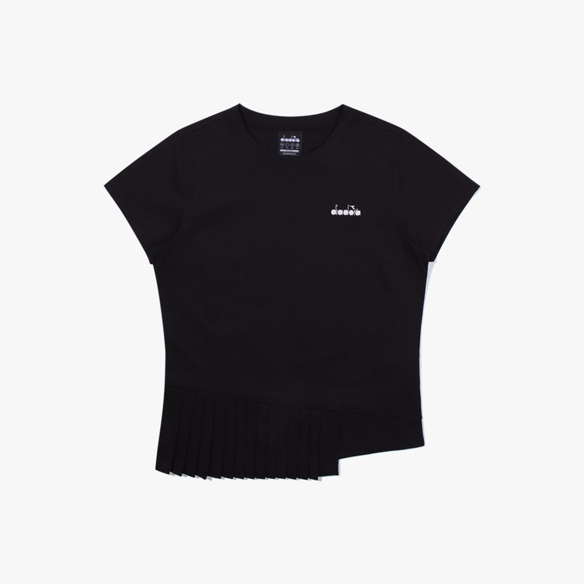 디아도라(diadora) 에르미나 플리츠 반팔 티셔츠 우먼 BLACK