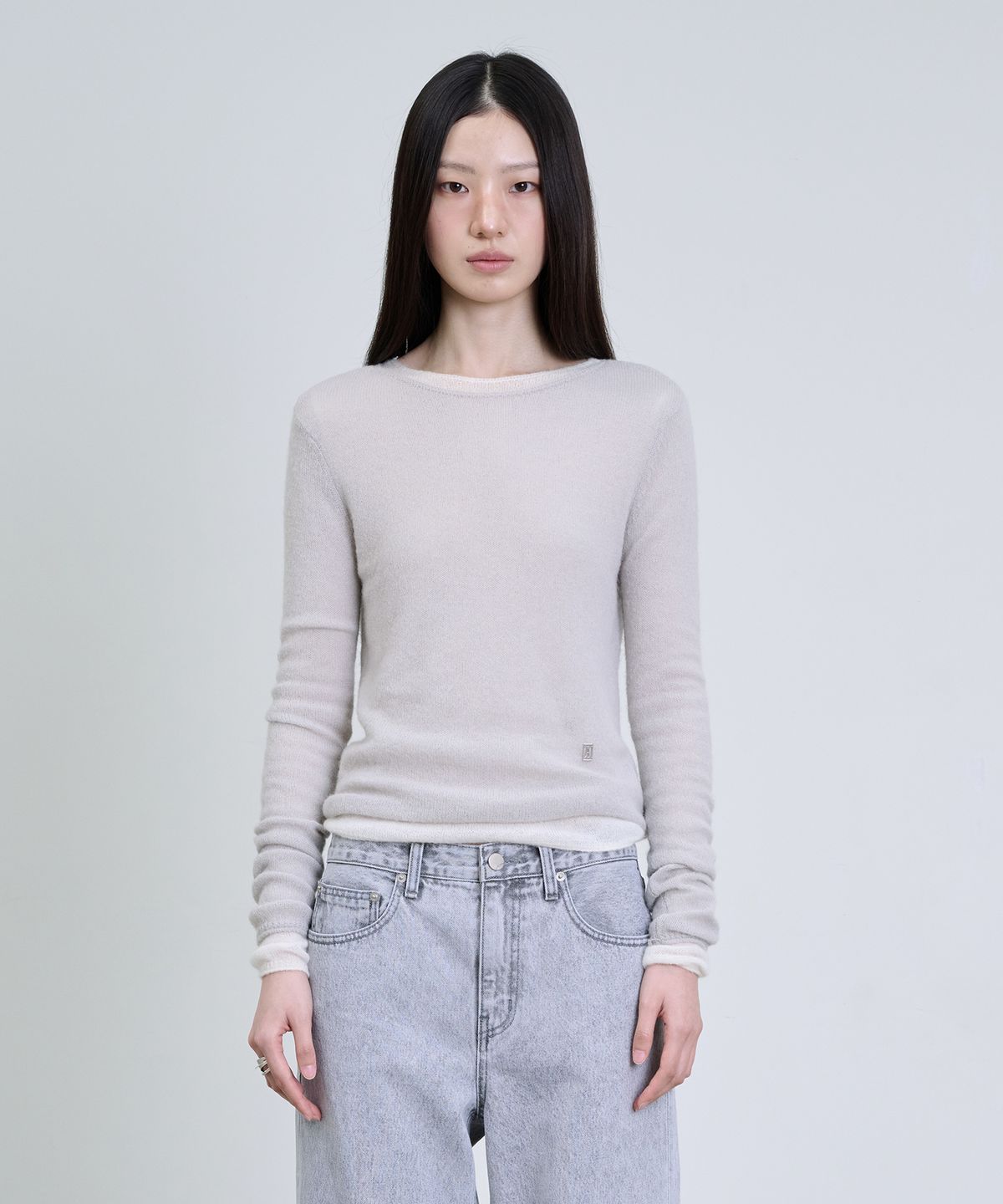 더애틋(THE AÉTUT) Alpaca Wool Sheer Boatneck Pullover_Light Grey